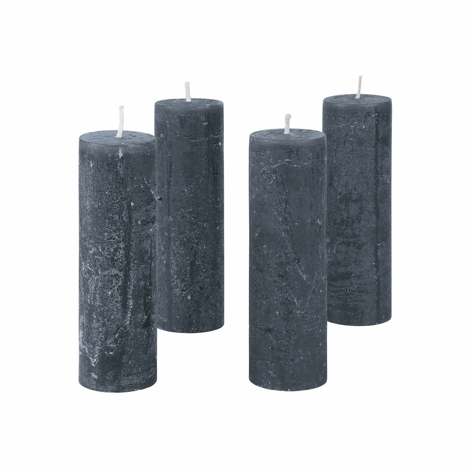 anthrazit 4er Set Muriel Kerzen aus Wachs in Anthrazit, dekorative Wohnaccessoires für gemütliche Atmosphäre