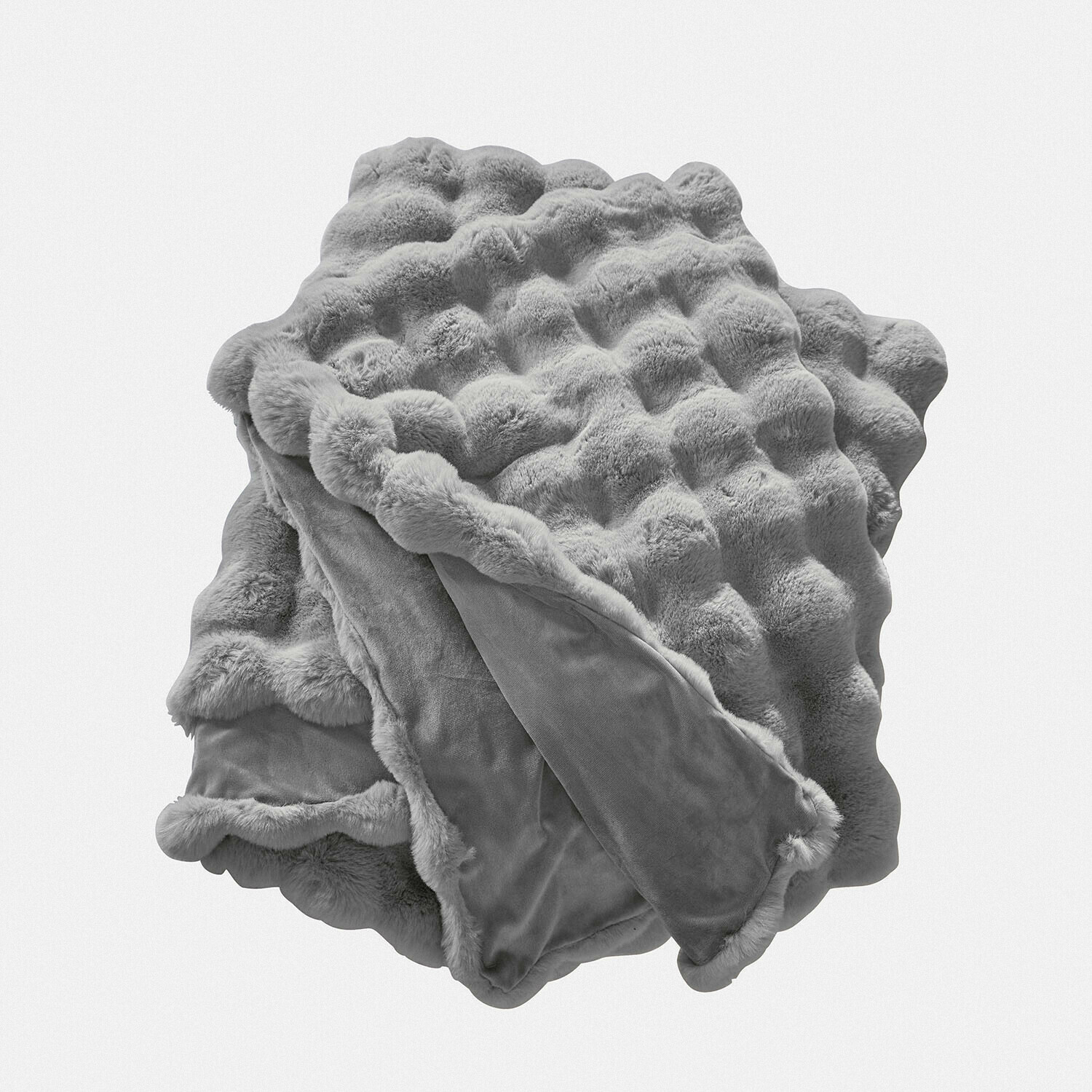 Plaid Zalina Weiche graue Decke mit Fellmuster und samtigem Rückseite, ideal für gemütliche Räume