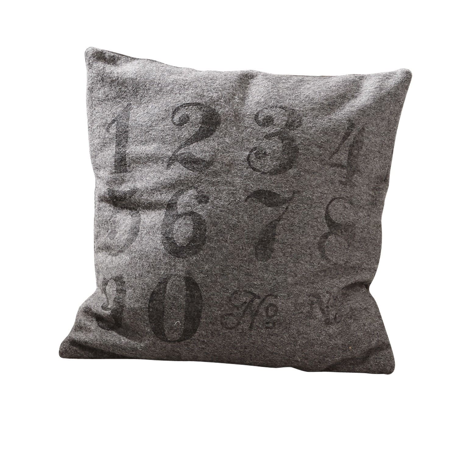 Kissen Clay Graues Dekokissen mit Zahlenprint, weiches Material, moderner Wohnaccessoire