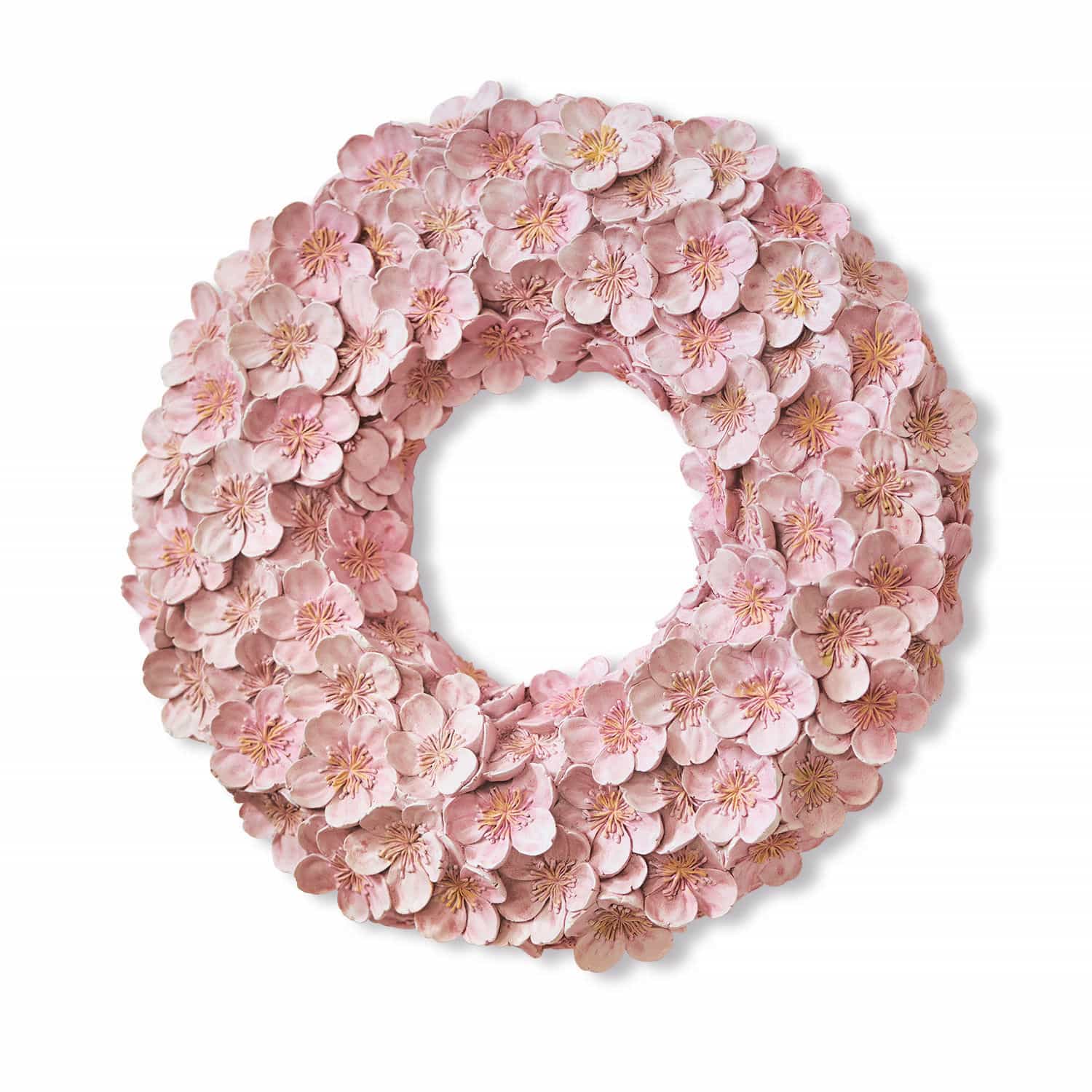 Kranz Garlan Dekorativer Kranz aus rosa Stoffblumen, ideal für frühlingshafte Wohnraumdekoration
