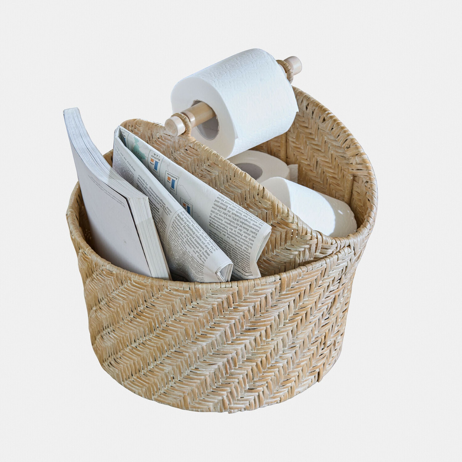 Toilettenpapierhalter Suarce Natürlicher Korb aus Weide für Toilettenpapier und Zeitungen, praktischer Bad-Organizer
