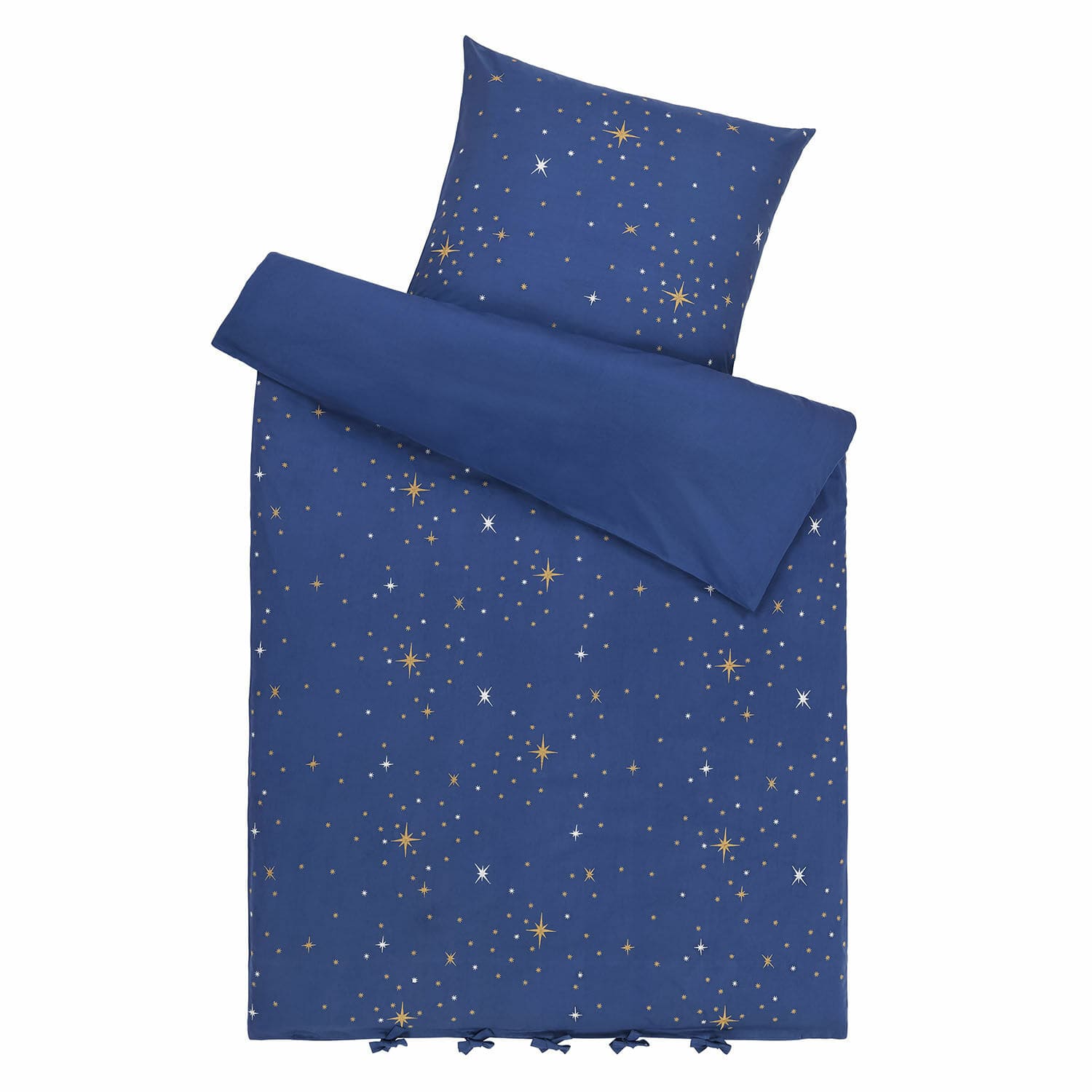 Bettwäsche Starwhisper Blaue Baumwoll-Bettwäsche mit gold-weißen Sternen, weich und dekorativ für das Schlafzimmer