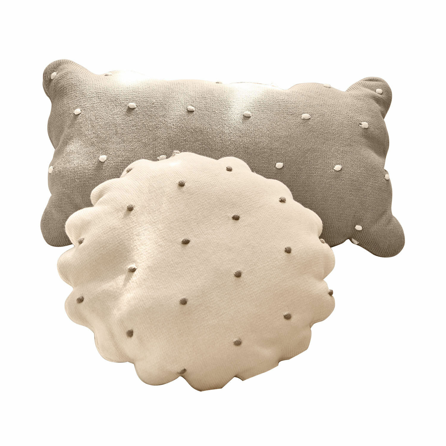 Kissen 2er Set Saphie Set aus zwei dekorativen Baumwollkissen in Beige und Grau mit kleinen Zierpunkten