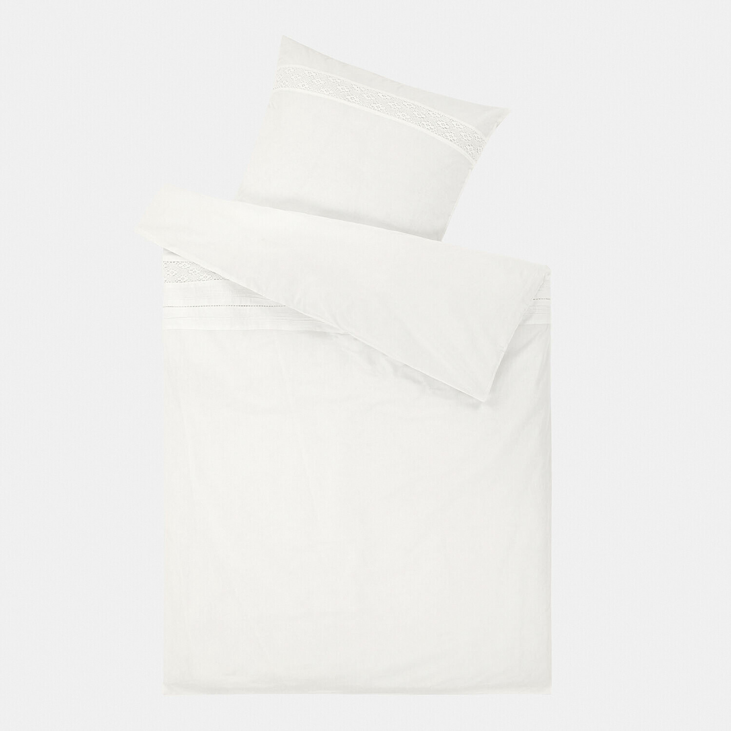 Bettwäsche Isolineas Weiße Bettwäsche aus weicher Baumwolle mit feiner Spitze, ideal für ein gemütliches Schlafzimmer