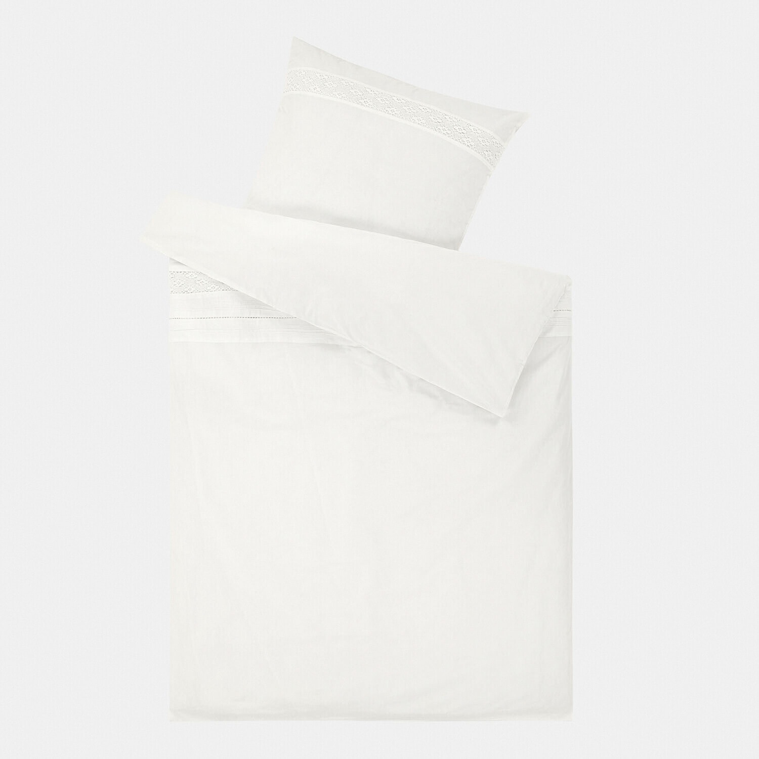 Bettwäsche Isolineas Weiße Bettwäsche aus weicher Baumwolle mit feiner Spitze, ideal für ein gemütliches Schlafzimmer