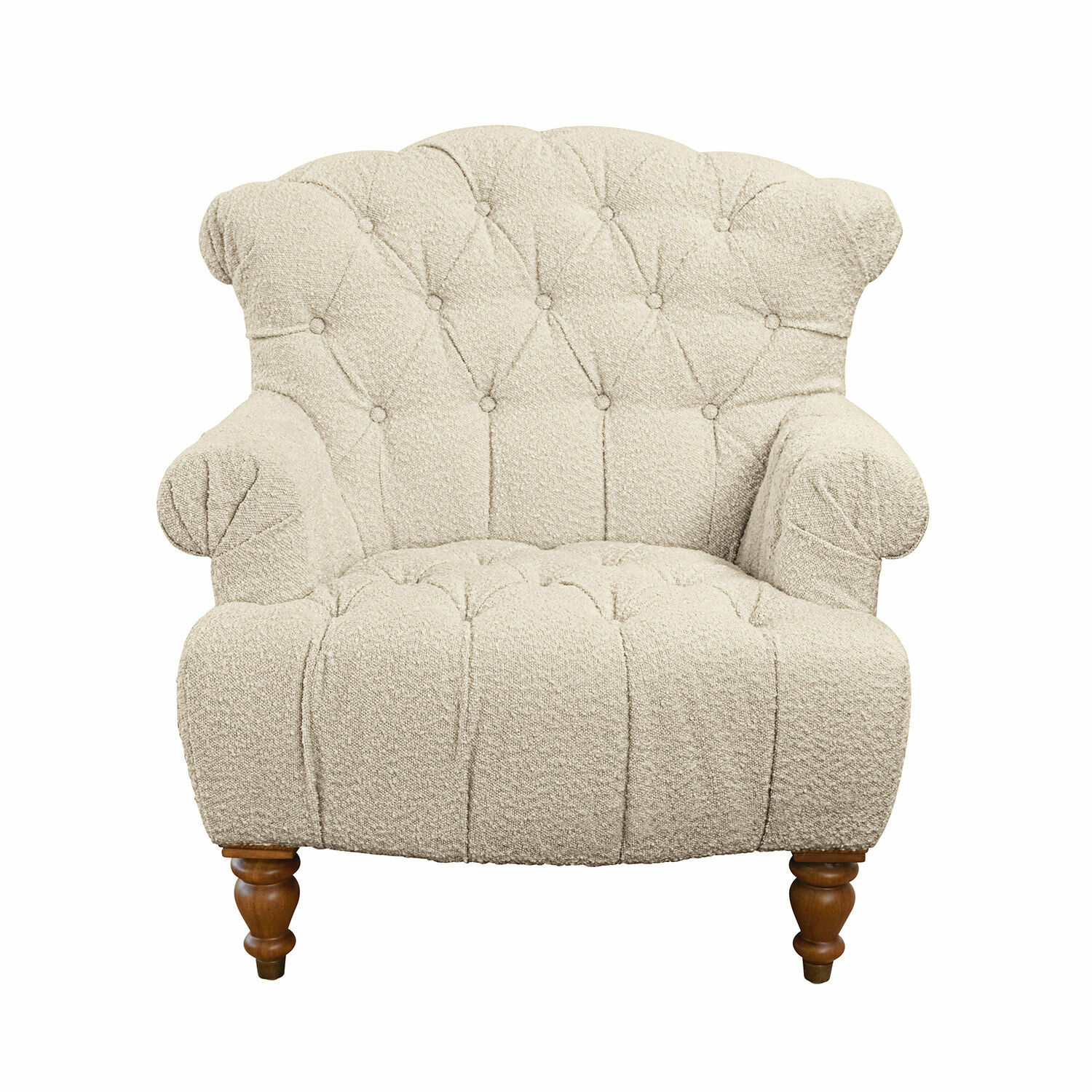 creme Cremefarbener Springfield Sessel aus weichem Stoff mit Holzbeinen, bequemer Wohnzimmerstuhl