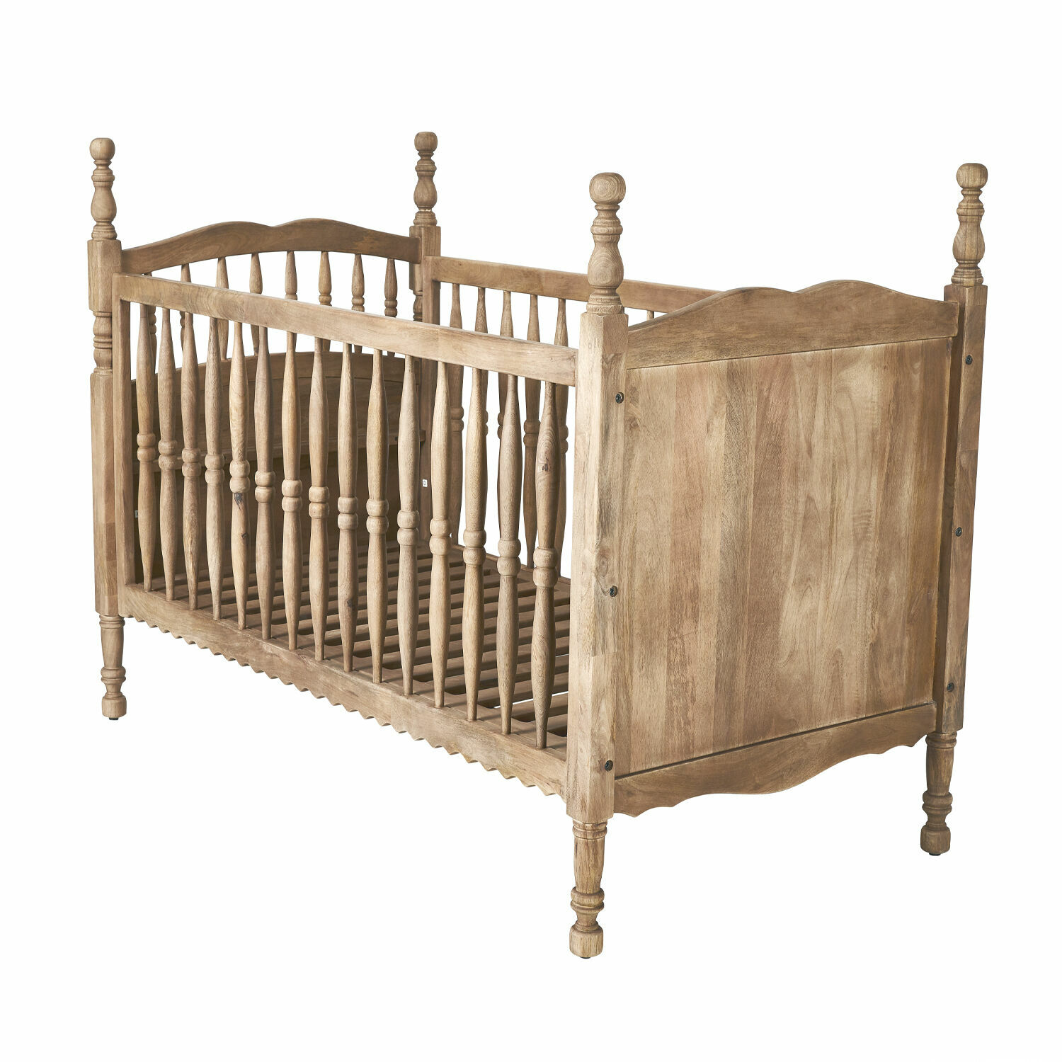 Babybett Merveillon Kinderbett aus Mangoholz in Natur mit gedrechselten Stäben und klassischem Design für Babyzimmer