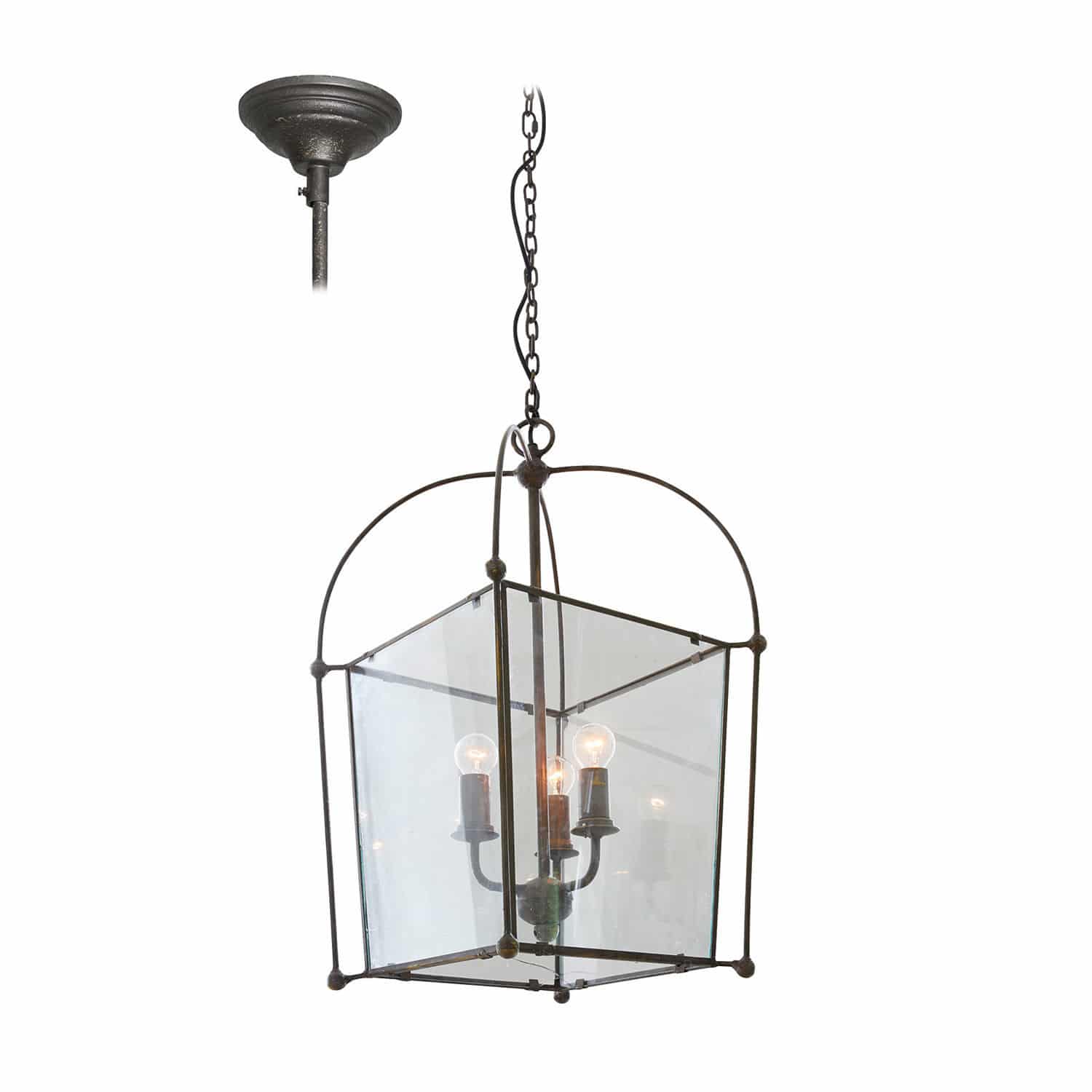 Leuchter Sèvres Hängelampe aus Metall und Glas im Vintage-Stil mit schwarzem Rahmen und klarem Schirm, Wohnzimmerbeleuchtung
