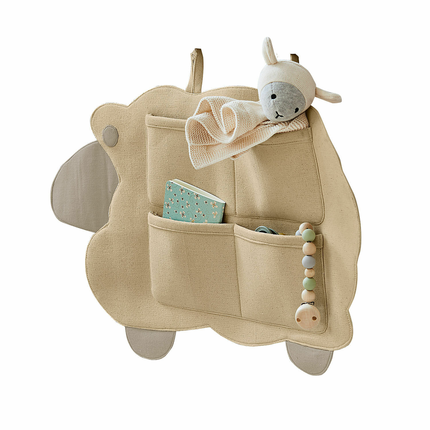 Wandorganizer Erianna Beiger Stoff-Organizer in Tierform mit Taschen für Spielzeug und Kinderzubehör