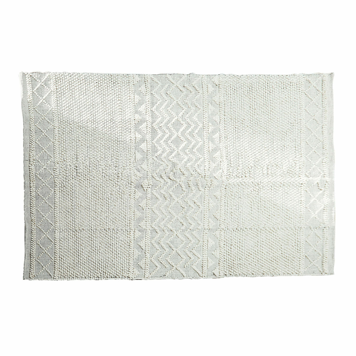 Teppich Hadir Weißer Baumwollteppich mit geometrischem Muster, weich und dekorativ für Innenräume