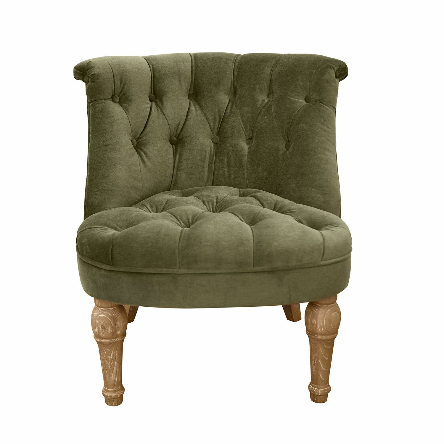 grün/braun Sessel Ardilleux mit grünem Samtbezug und braunen Holzbeinen, eleganter Wohnzimmerstuhl