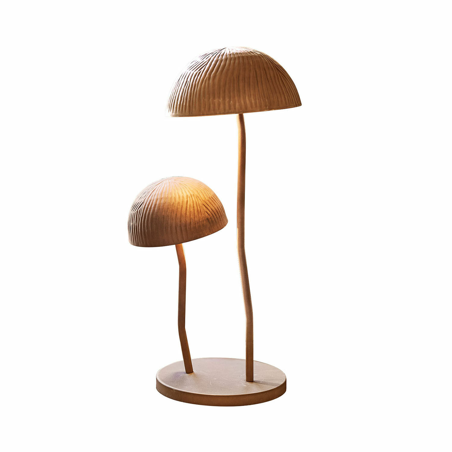 Tischlampe Harvelle Dekorative Tischlampe aus Metall in Kupferfarbe mit zwei pilzförmigen Schirmen, modernes Design