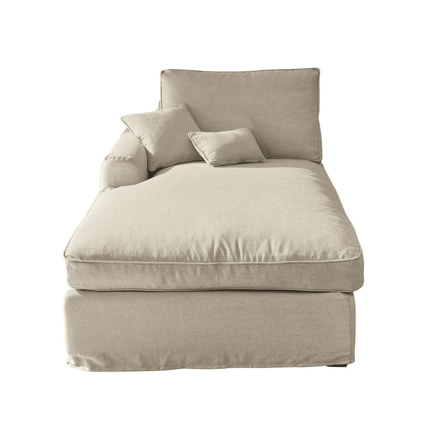 beige Beige Chaiselongue Seaford aus Stoff, bequemer Loungesessel für Wohnzimmer