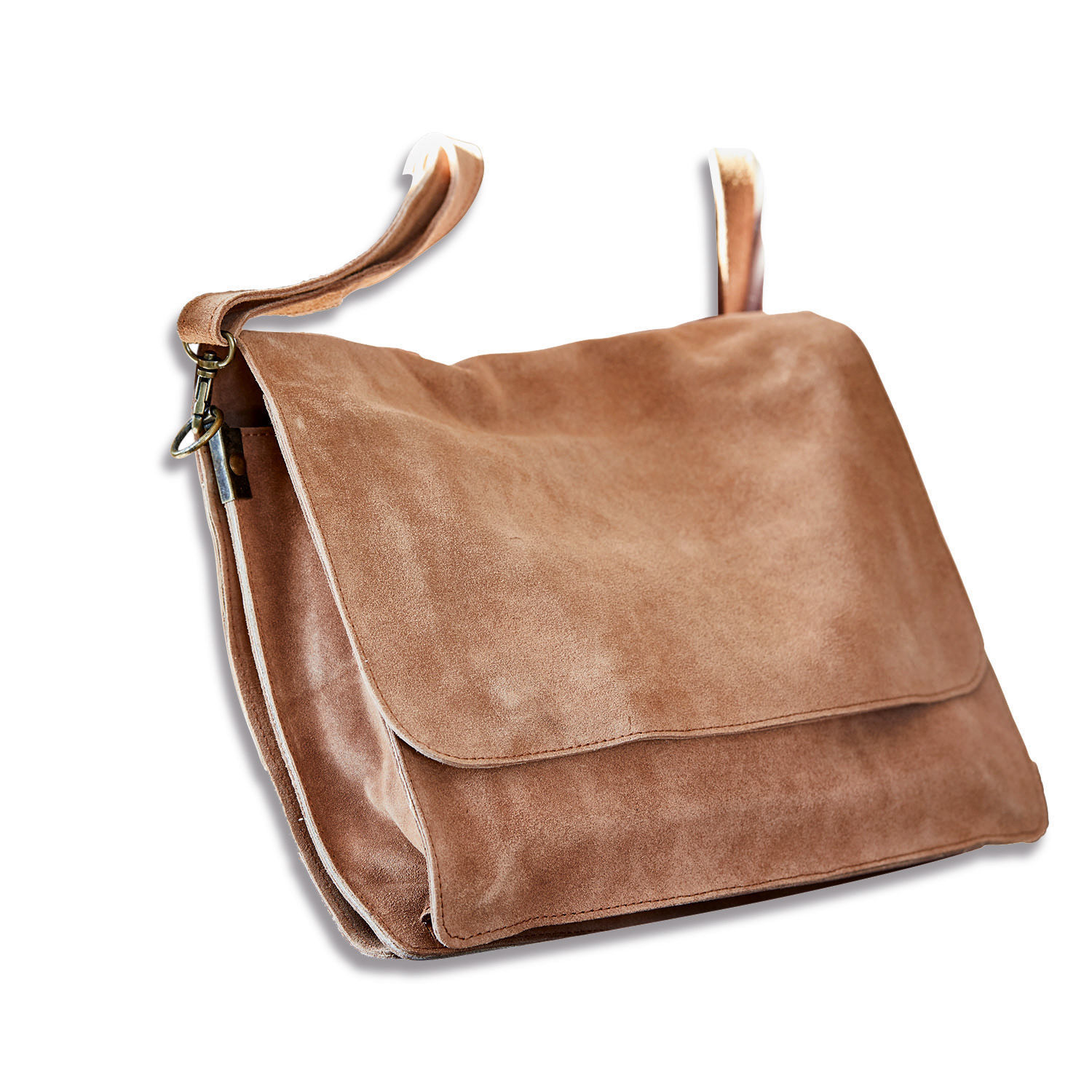 Tasche Chanzelle Braune Umhängetasche aus weichem Veloursleder, modisches Accessoire aus Naturleder
