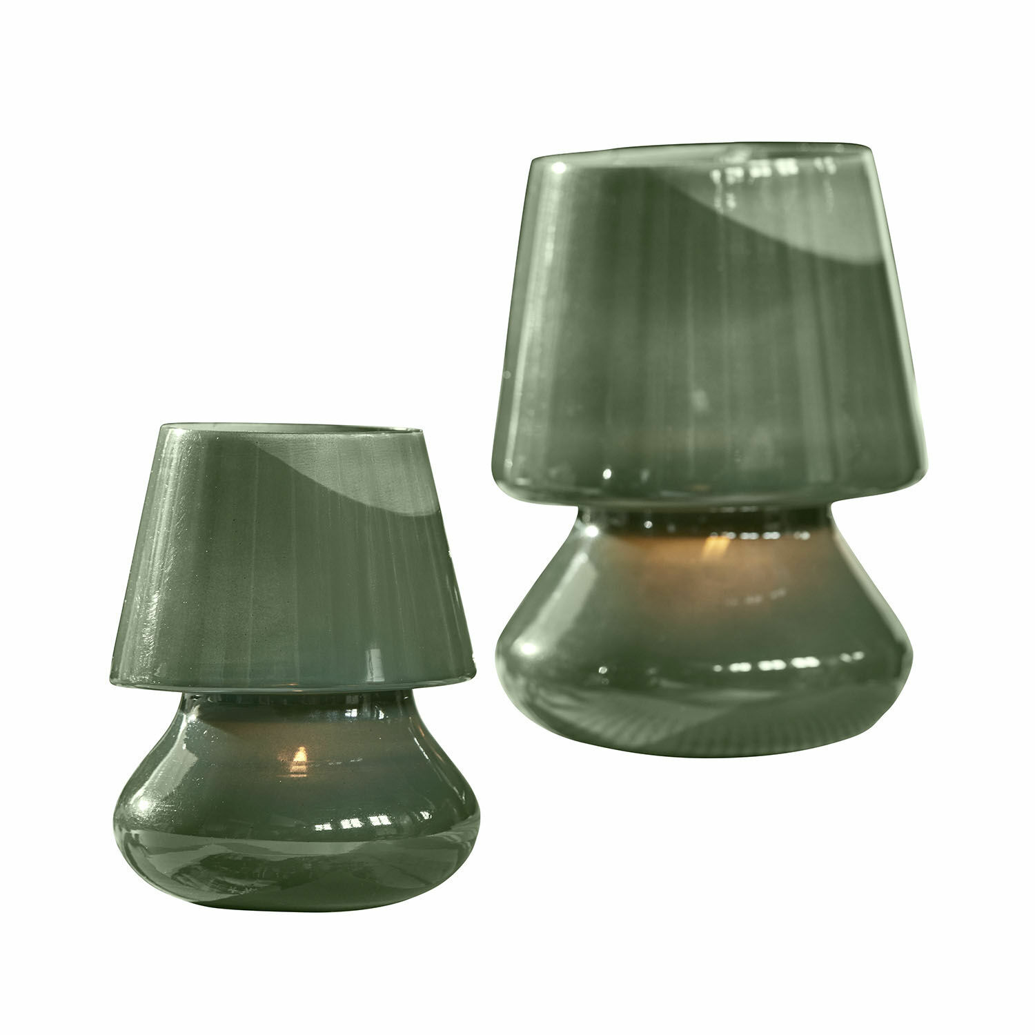 Windlicht 2er Set Sorrivella Set aus zwei grünen Glas-Laternen mit Kerzenhalter, stilvolle Wohnraumdekoration