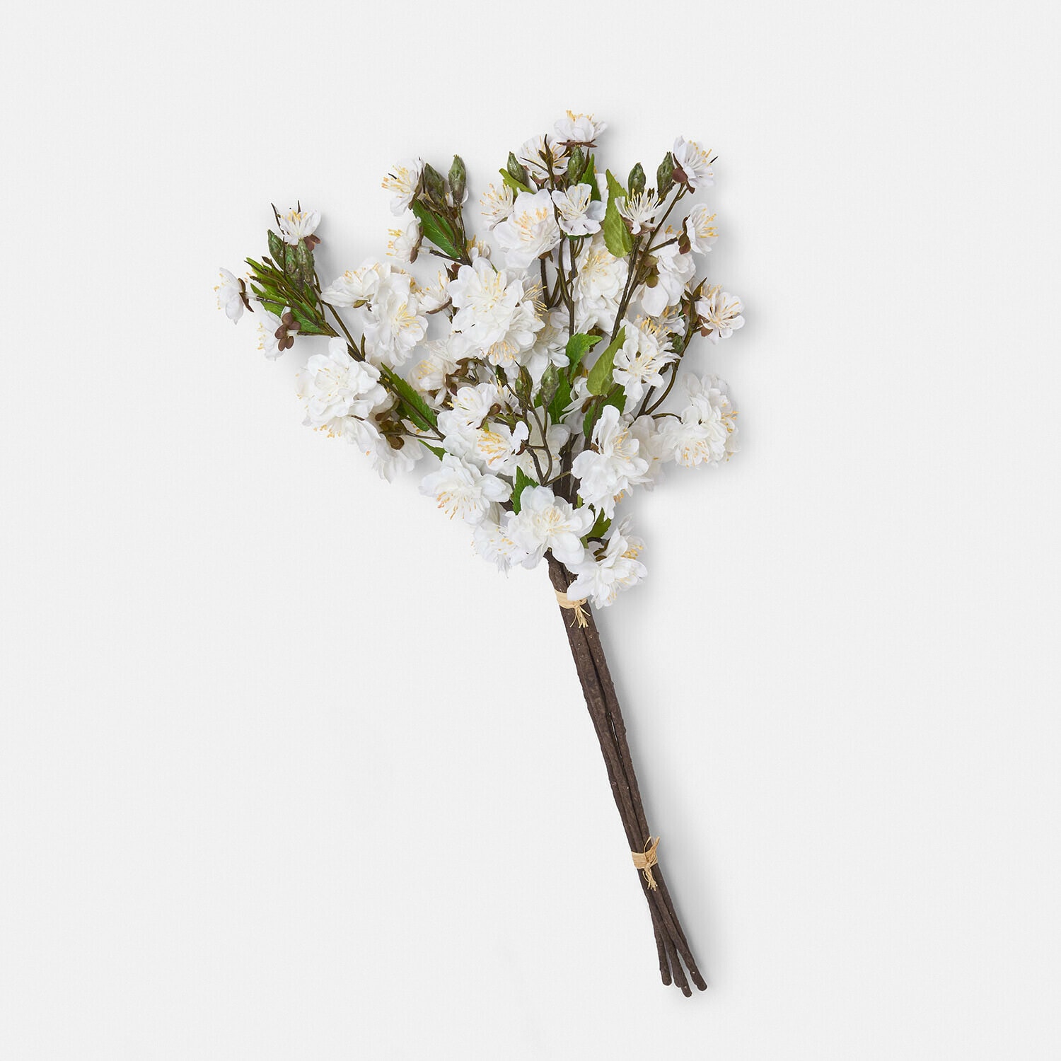 Deko-Blume 6er Set Bellévaut Strauß aus weißen künstlichen Blüten mit grünen Blättern an braunen Stielen zur Wohnraumdekoration