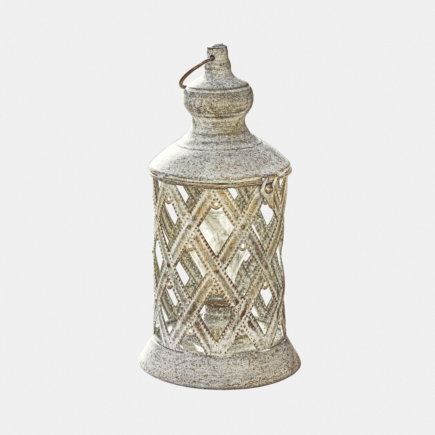 LED-Laterne Lavorie Dekorative Metalllaterne in antik-silber mit durchbrochenem Muster und Aufhängegriff