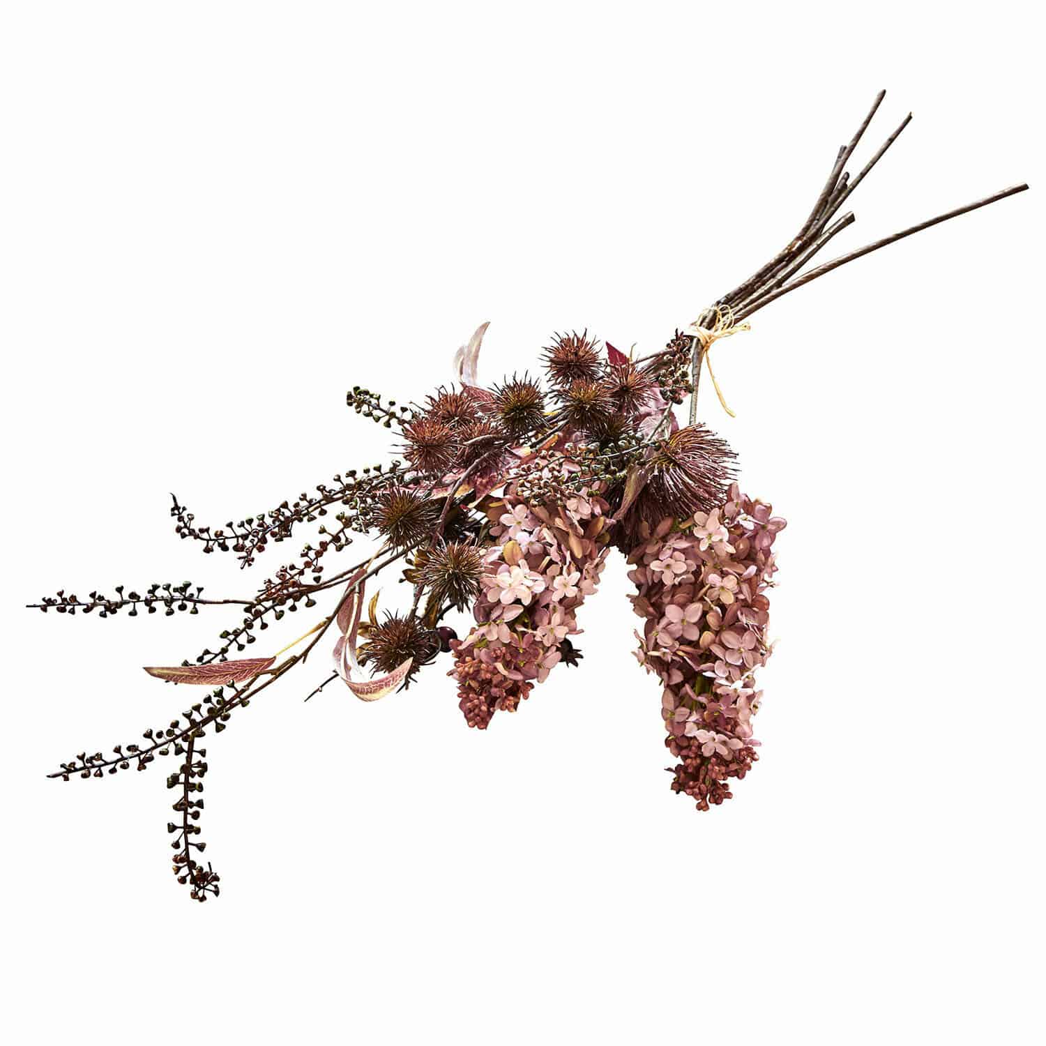 Deko-Blumenstrauß Frinalor Strauß aus getrockneten rosa und braunen Blüten und Zweigen zur natürlichen Dekoration