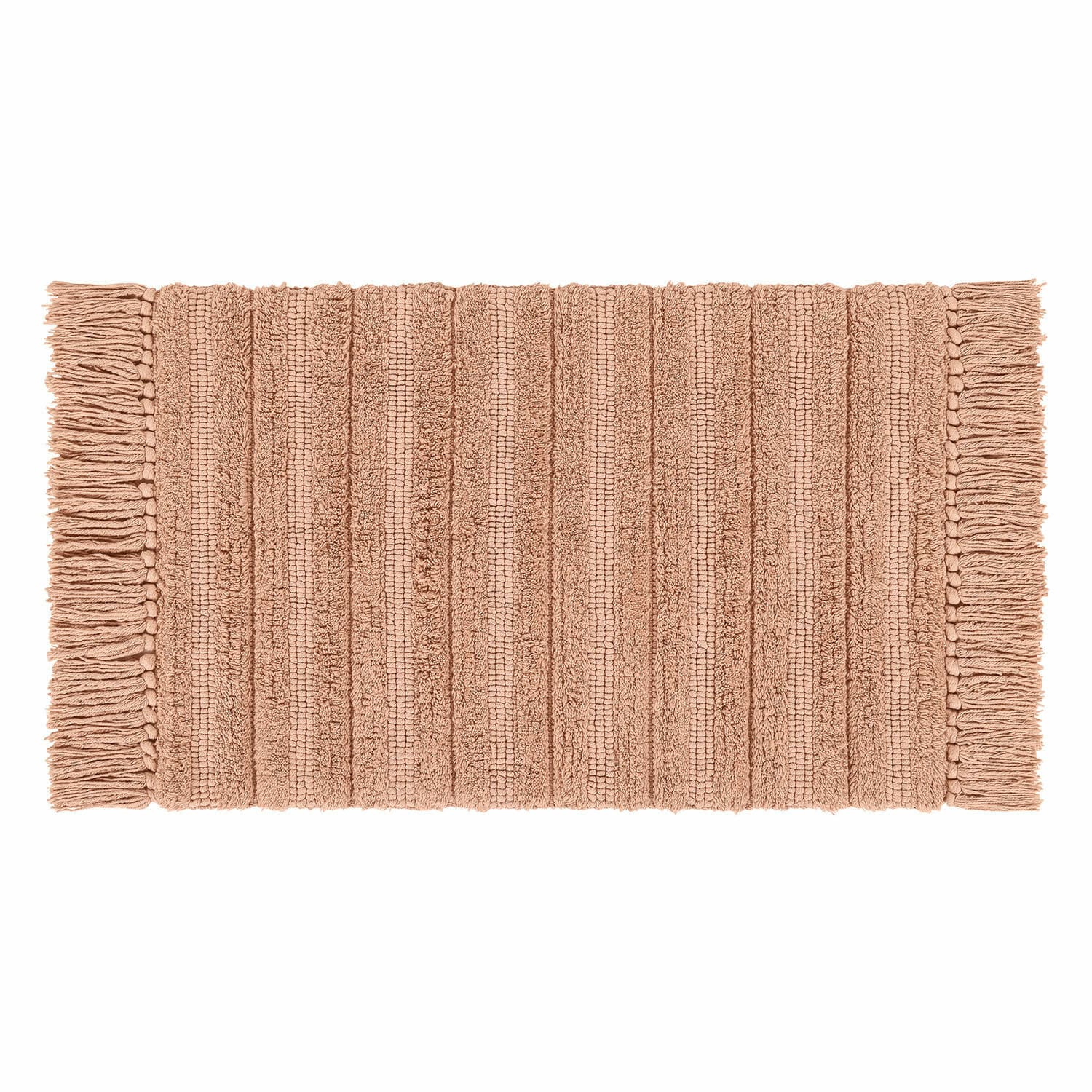 Weiche Badematte Dreamyville in rostbraun mit Fransen, saugfähiger Baumwollteppich