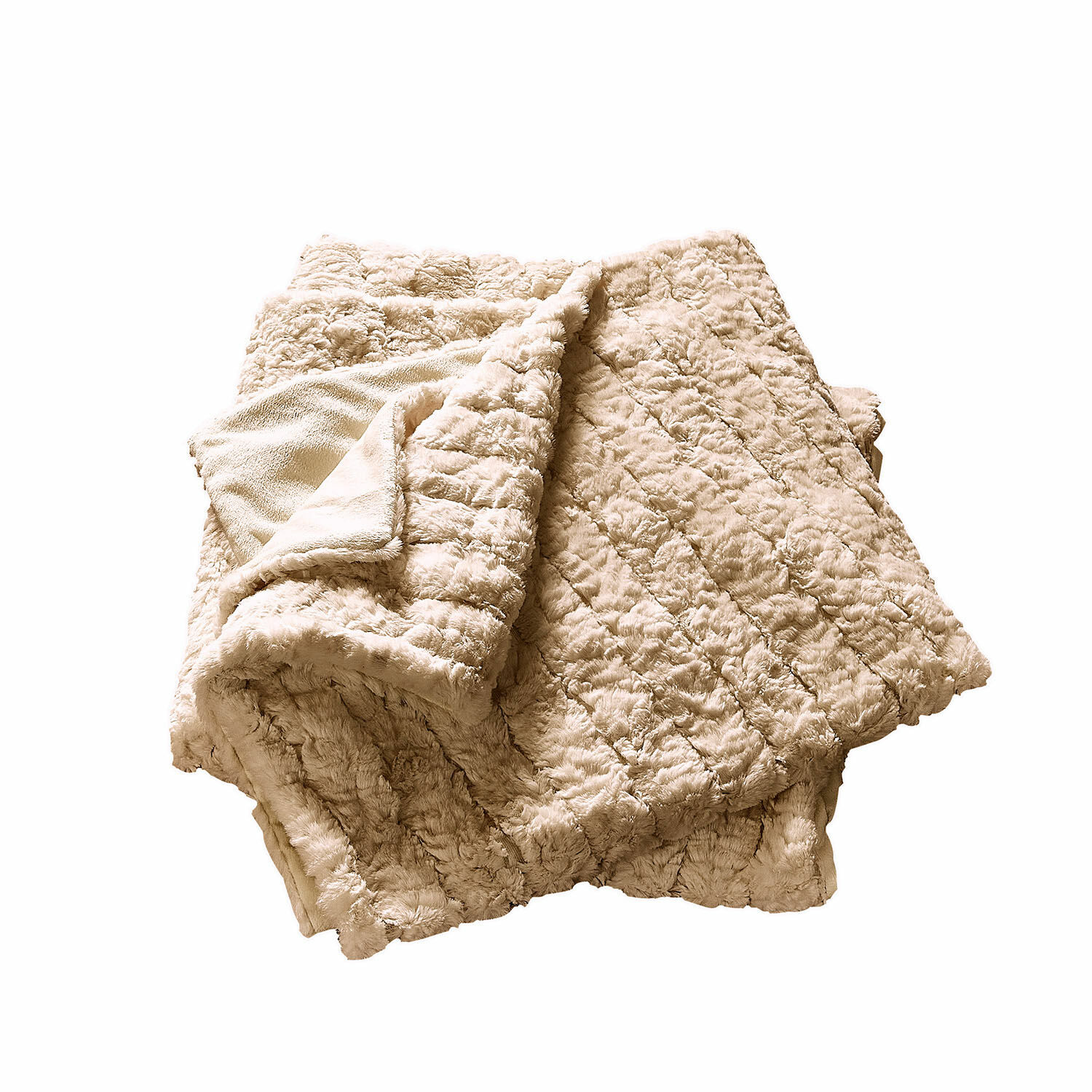 Beige Dorelice Plaid aus weichem Plüsch, ideal für gemütliche Wohnraumgestaltung und Dekoration