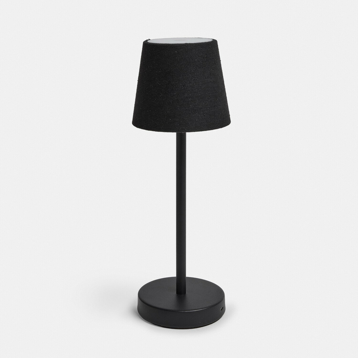 Wiederaufladbare Tischlampe Sylvainie Moderne schwarze Tischlampe mit Metallfuß und Stoffschirm für stimmungsvolle Innenbeleuchtung