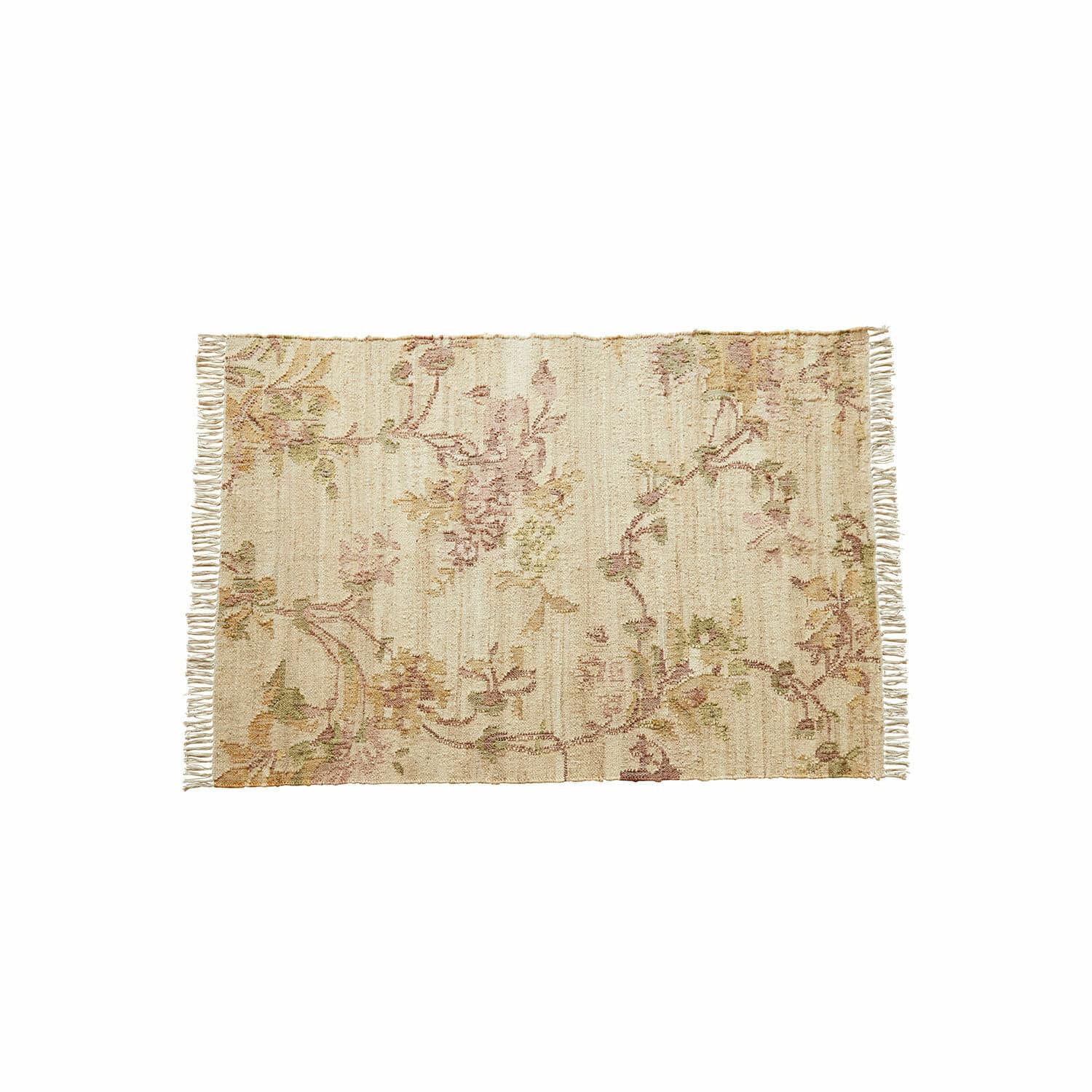 Teppich Sernivou Beiger Teppich mit floralem Muster und Fransen, weiches Material, Wohnaccessoire