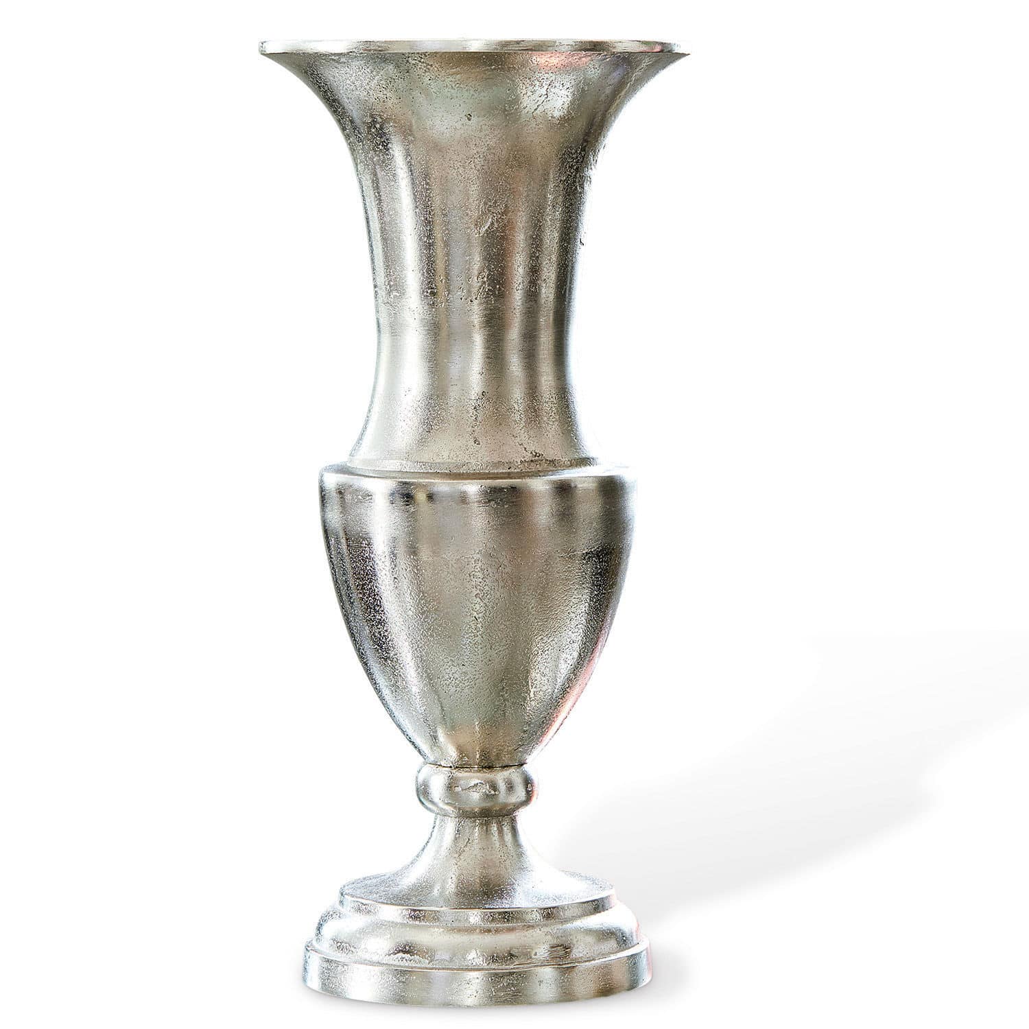 Vase Gilberta Dekorativer Metallvase in Silber mit klassischem Design für Wohn- und Gartenbereiche