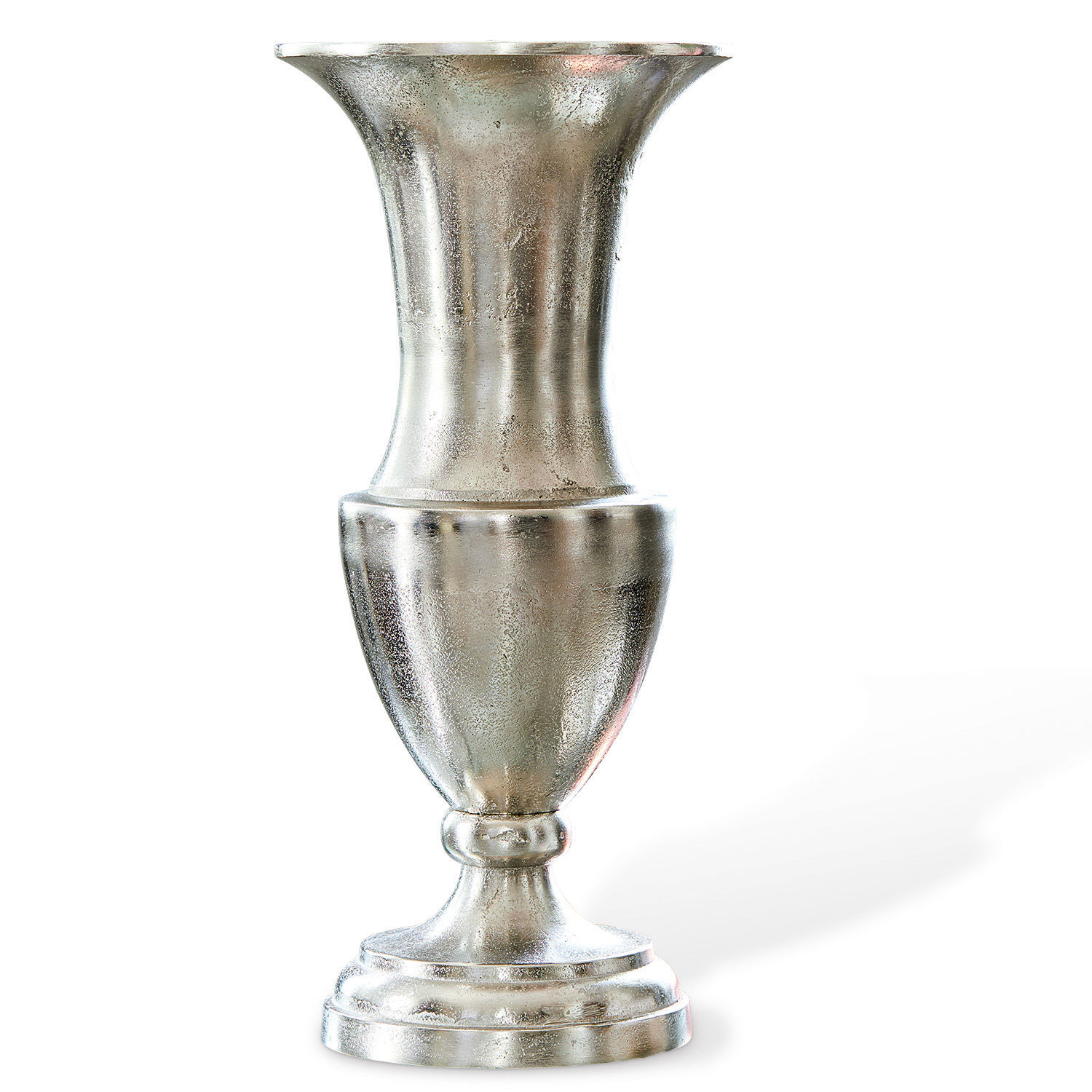 Vase Gilberta Dekorativer Metallvase in Silber mit klassischem Design für Wohn- und Gartenbereiche