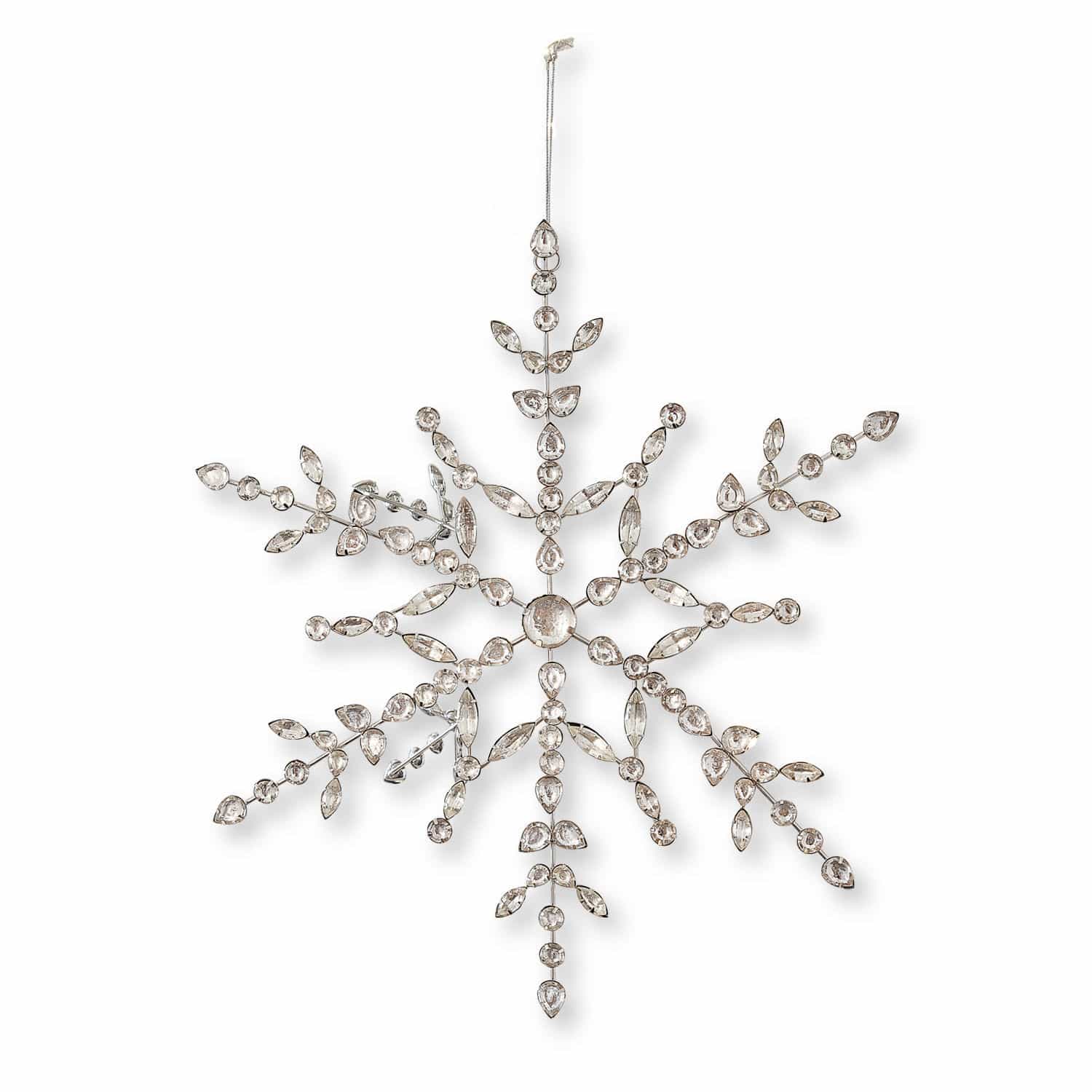 Anhänger Loella Weihnachtliche Schneeflocken-Dekoration aus transparenten Kristallen auf Metallrahmen