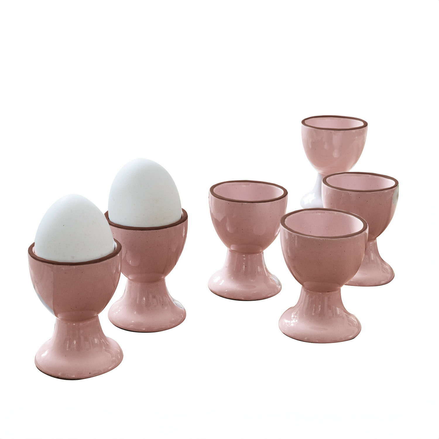 rosa 6er Set rosa Keramik-Eierbecher Biarritz für Frühstück und Küchendeko