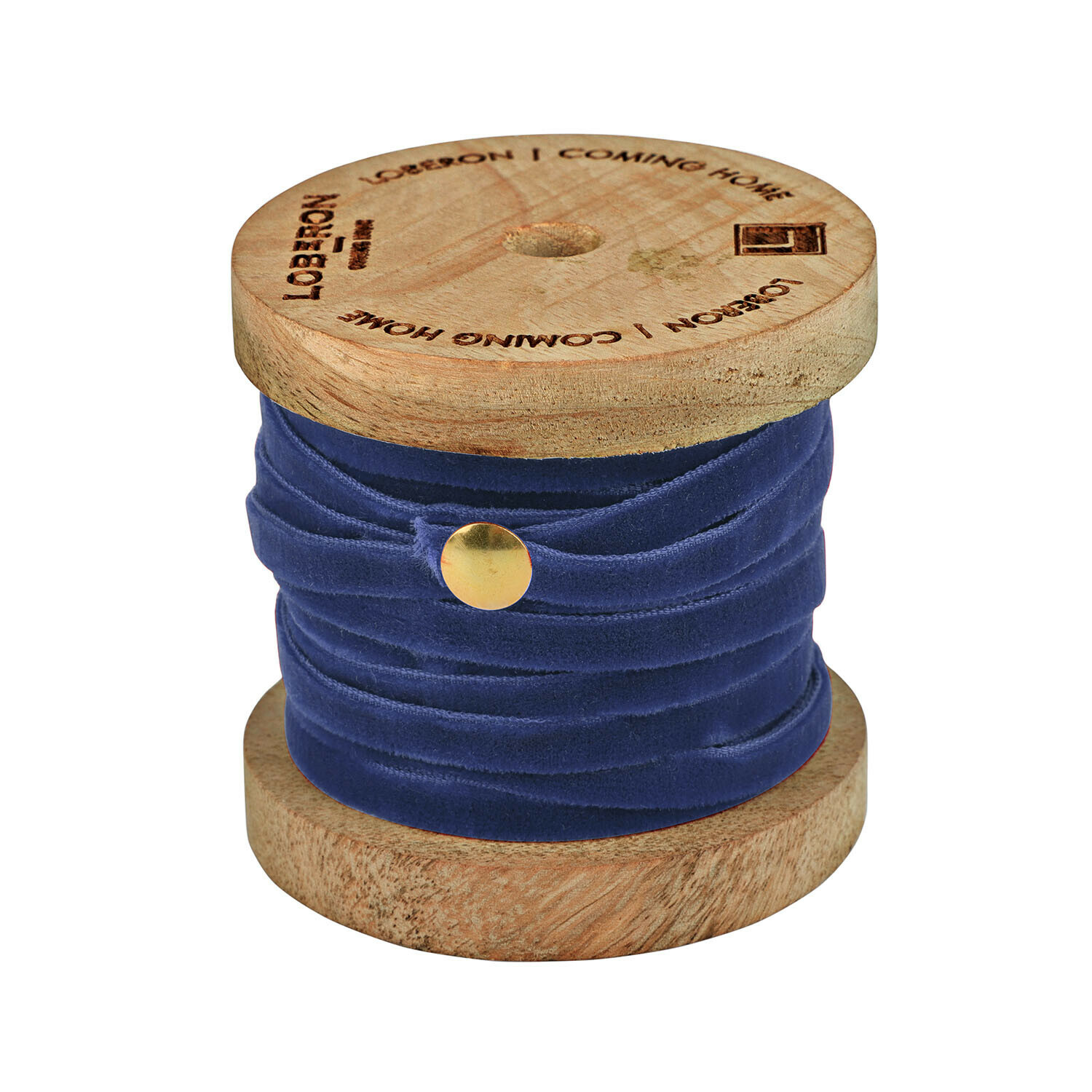 dunkelblau Dunkelblaues Samtband Olessa auf Holzspule, dekoratives Band für Basteln und Geschenke