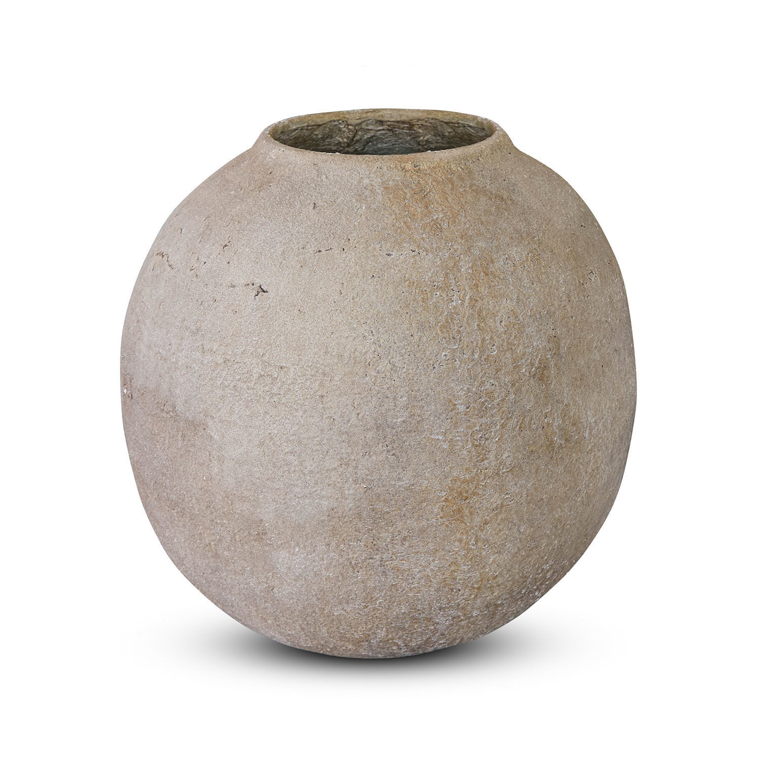 Vase Samai Runde Blumenvase aus natürlichem Ton in Beige für Wohn- und Gartendekor