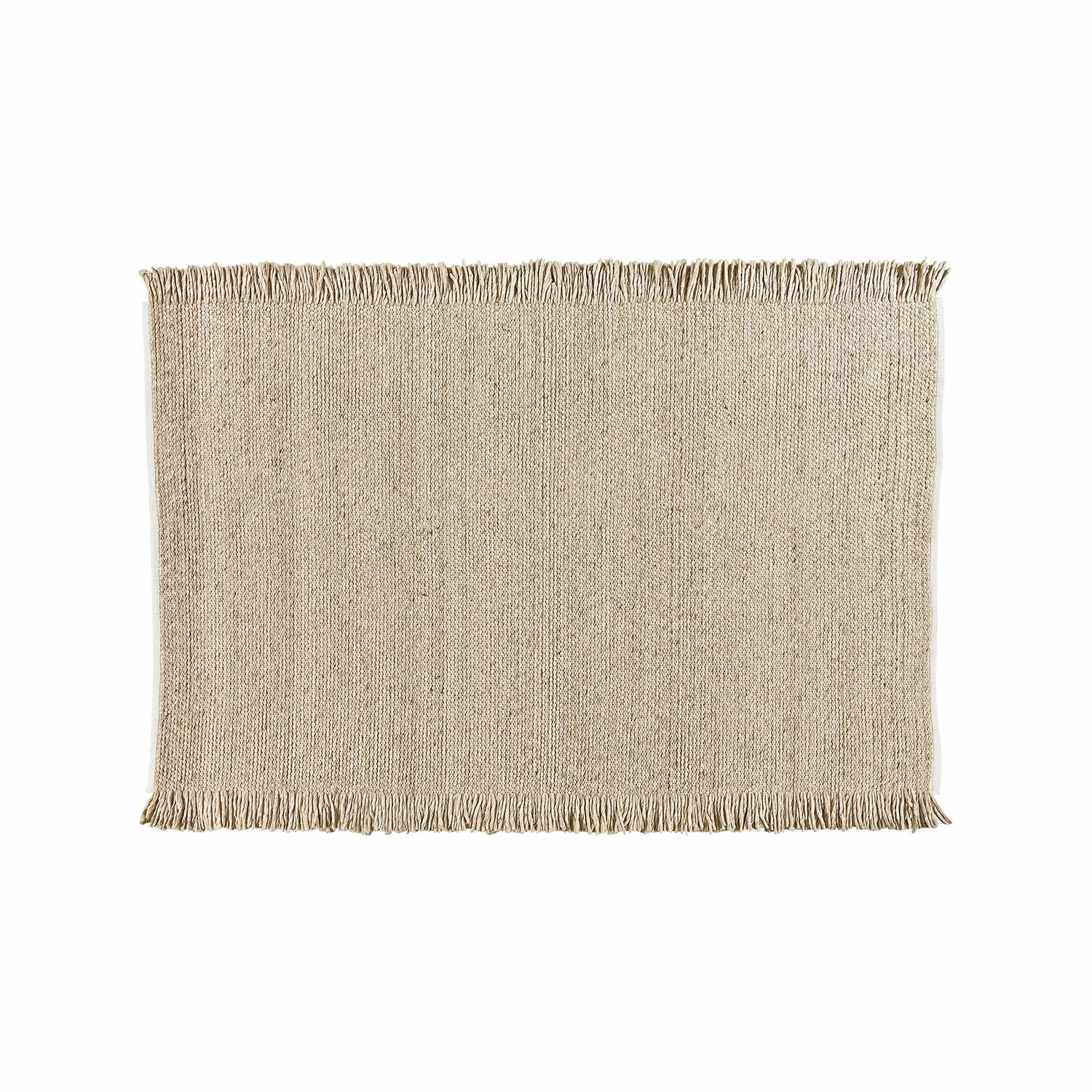 Teppich Levraut Beigefarbener Teppich mit Fransen aus Naturmaterial, ideal für Wohnraum und Boden