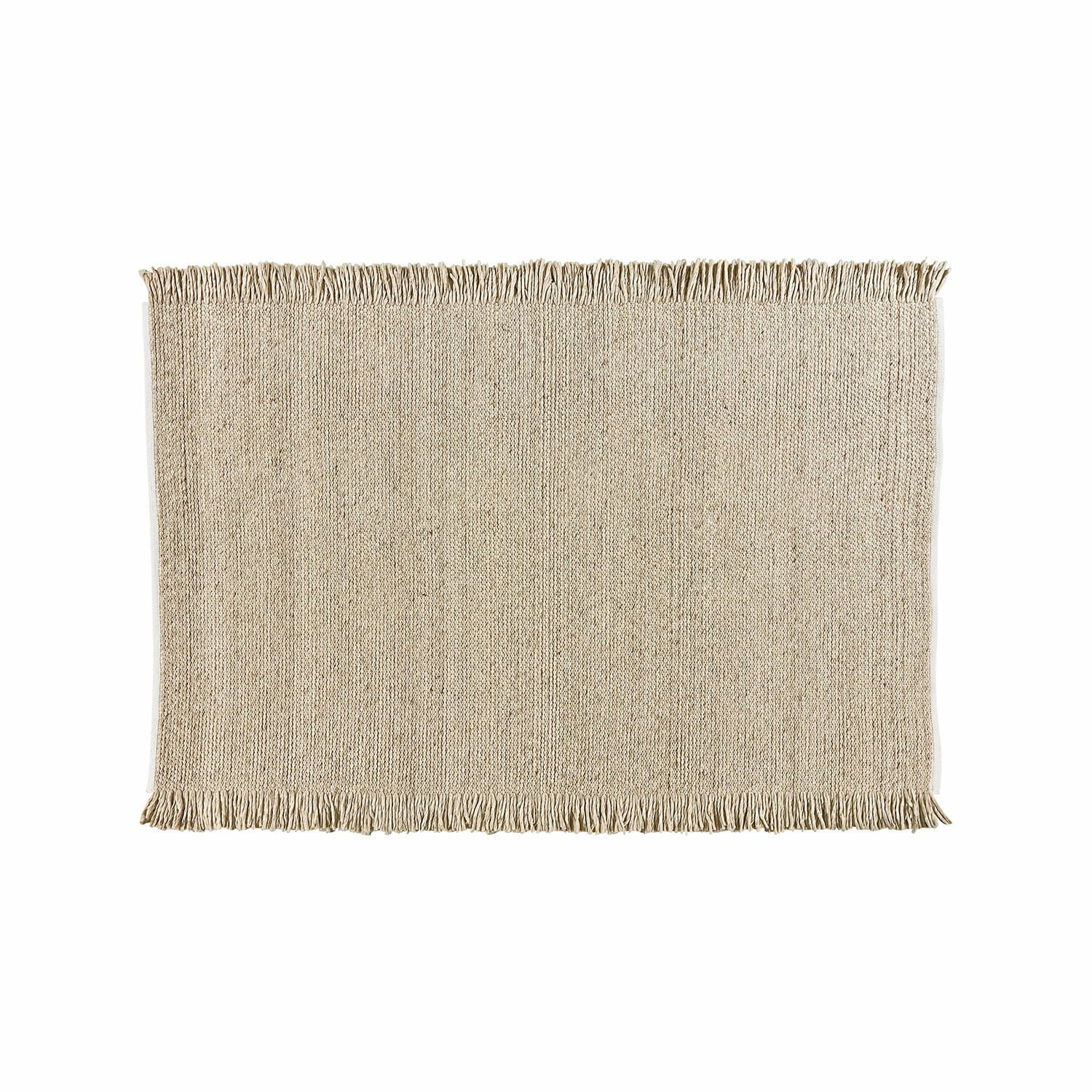 Teppich Levraut Beigefarbener Teppich mit Fransen aus Naturmaterial, ideal für Wohnraum und Boden