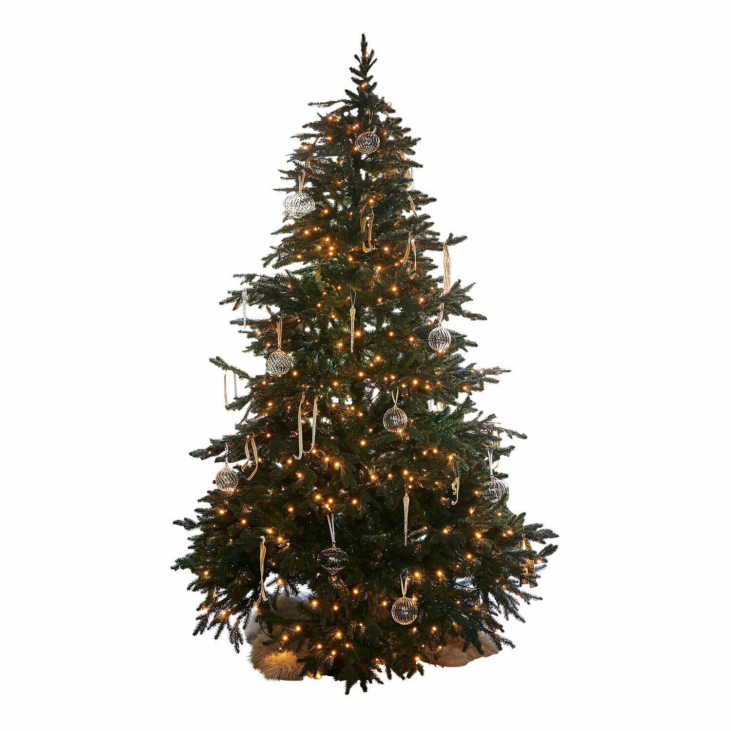 Weihnachtsbaum Celindor Geschmückter Weihnachtsbaum mit grünen Nadeln und warmen LED-Lichtern für Fest