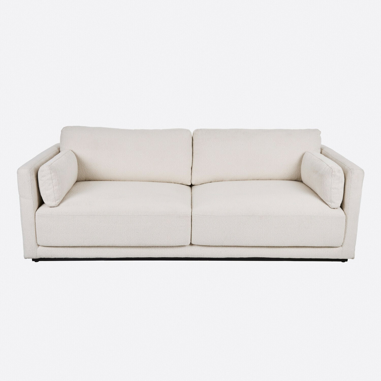 Sofa Thamira Moderne cremefarbene Sofa mit weichem Stoff und zwei Seitenkissen für das Wohnzimmer