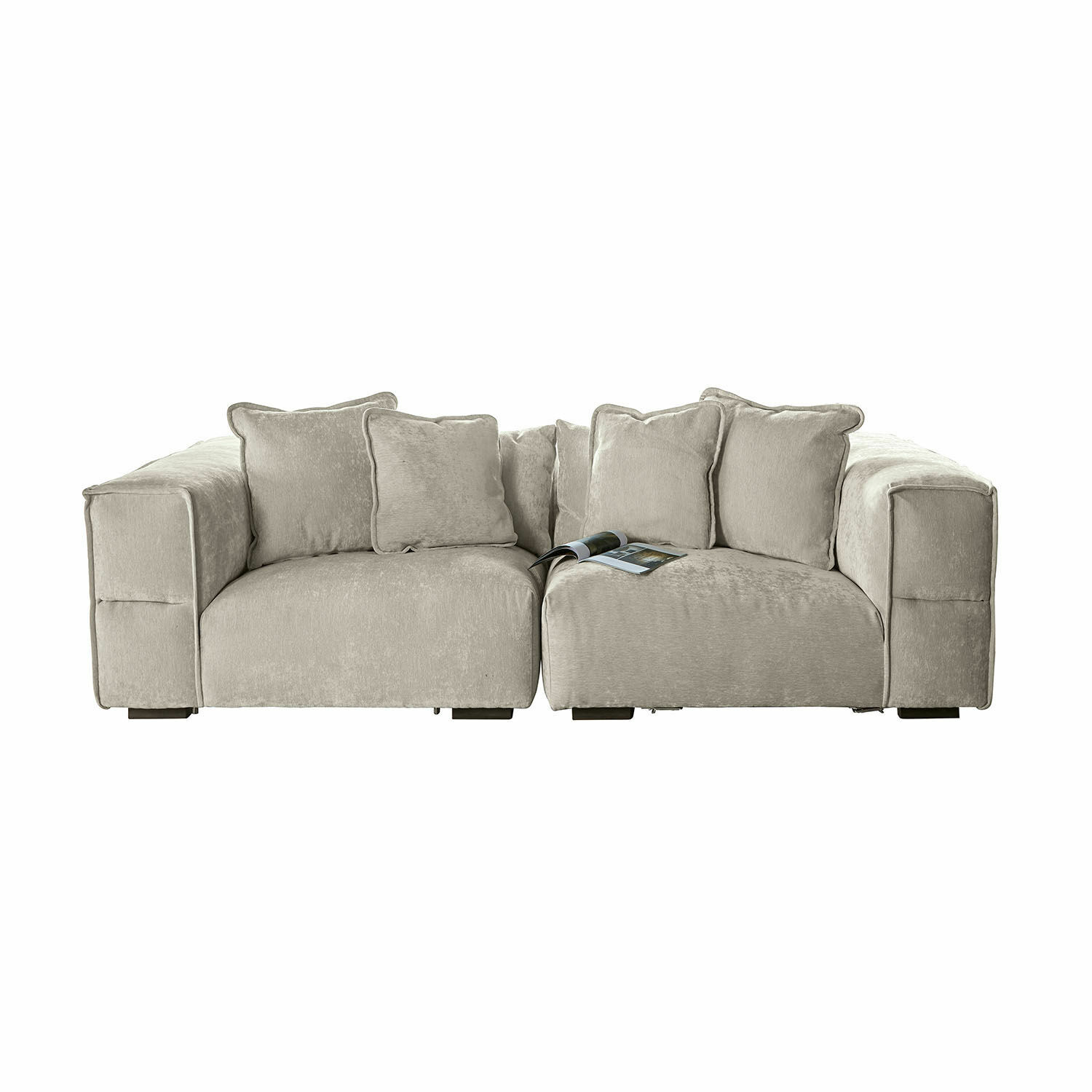 Sofa Gémonville Beige Sofa aus weichem Stoff mit Kissen, modernes Wohnzimmermöbel für Komfort