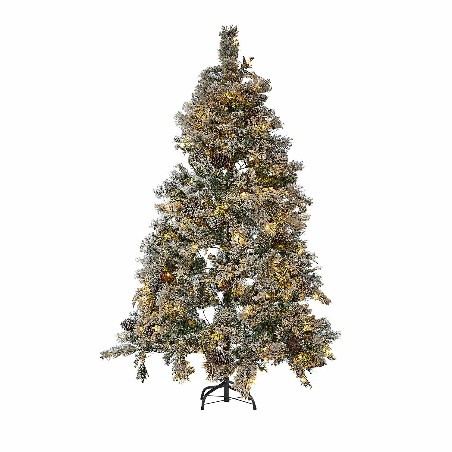 Weihnachtsbaum Karélisse Künstlicher Weihnachtsbaum mit schneebedeckten Zweigen und Zapfen, beleuchtet mit warmen LED-Lichtern