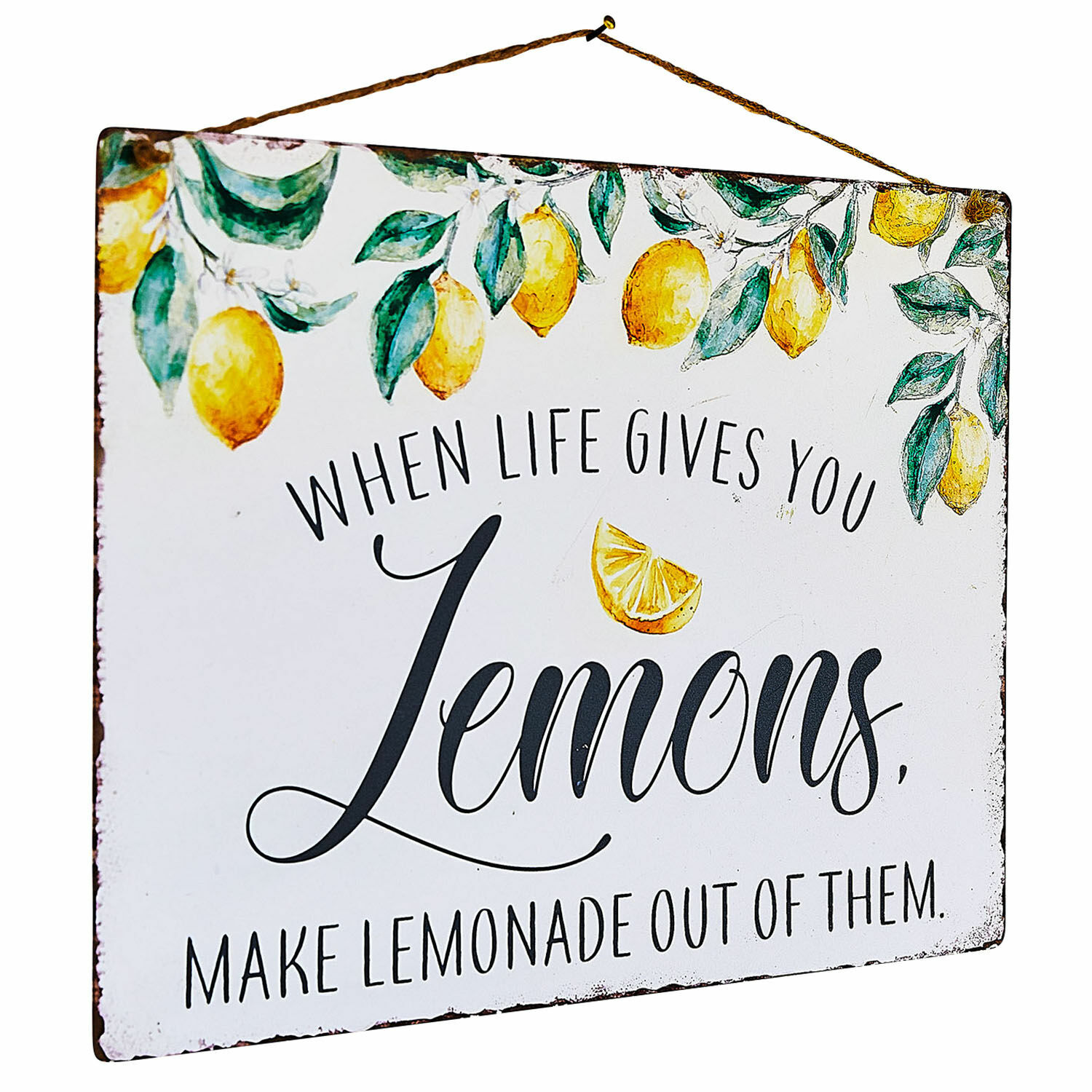Deko-Schild Palerina Metall-Wandschild mit Zitronenmotiv und Spruch zum Thema Limonade herstellen