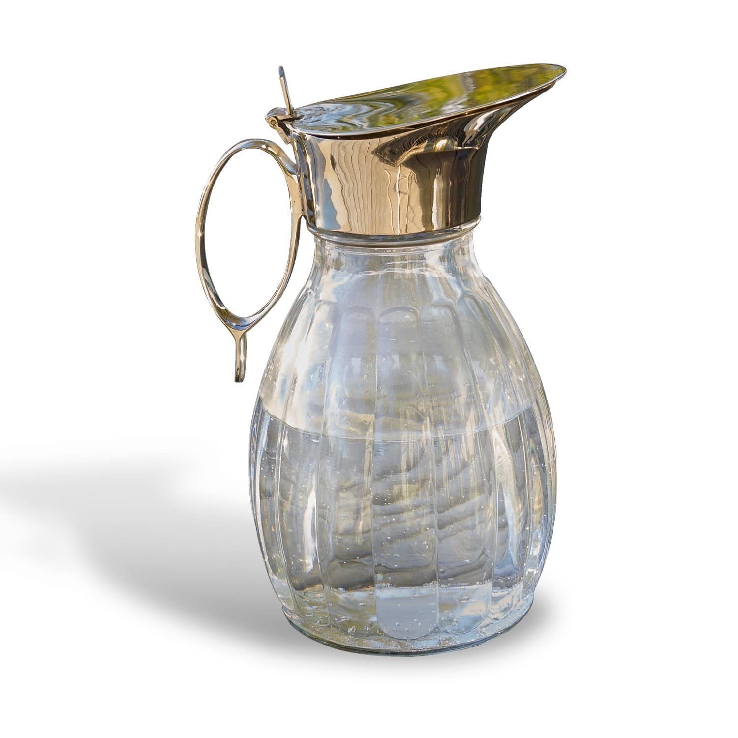 Krug Agudelle Glaskrug mit silbernem Metalldeckel und Griff zum Servieren von Getränken