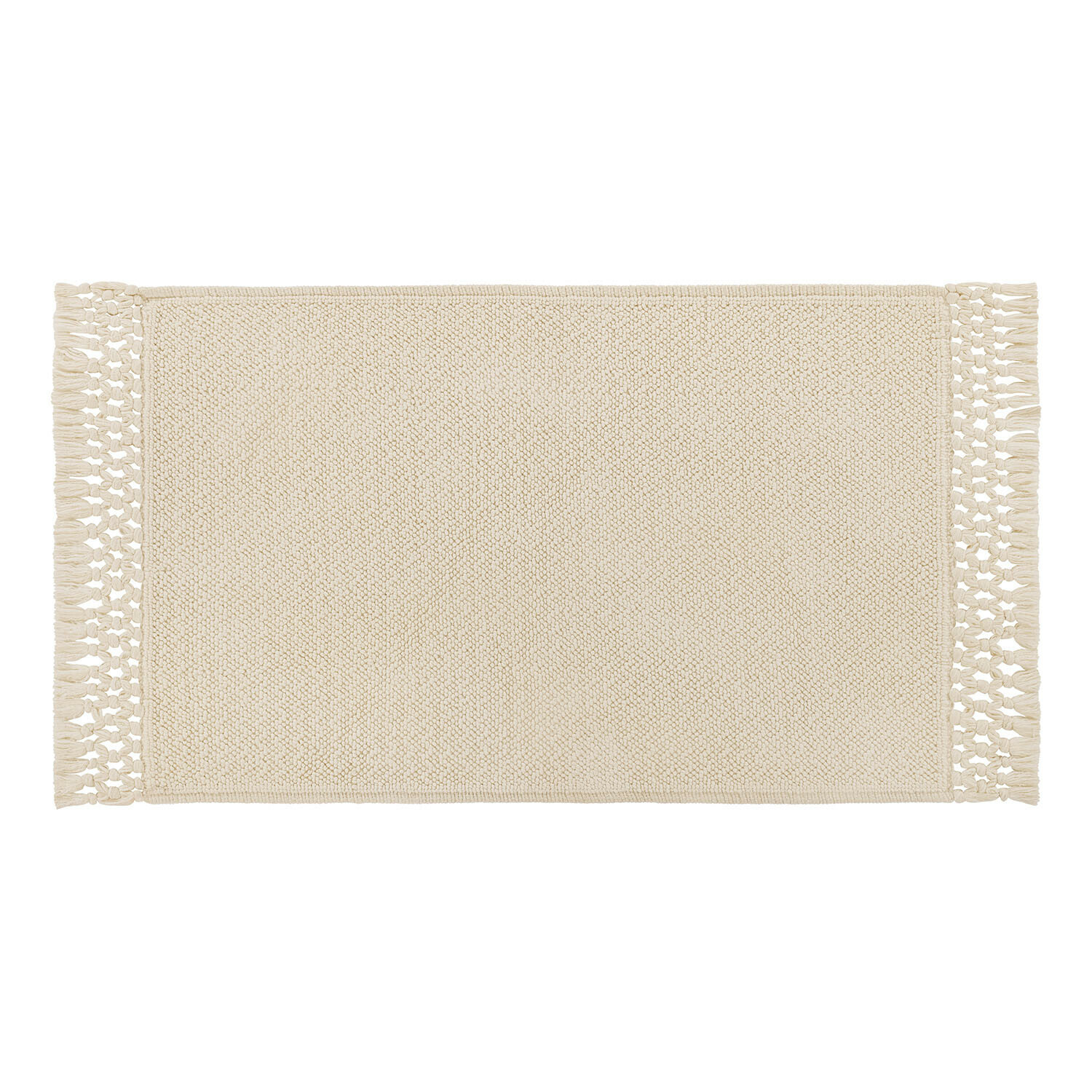 creme Cremefarbene Badematte Faelwyn aus weichem Material mit dekorativen Fransen, ideal fürs Bad