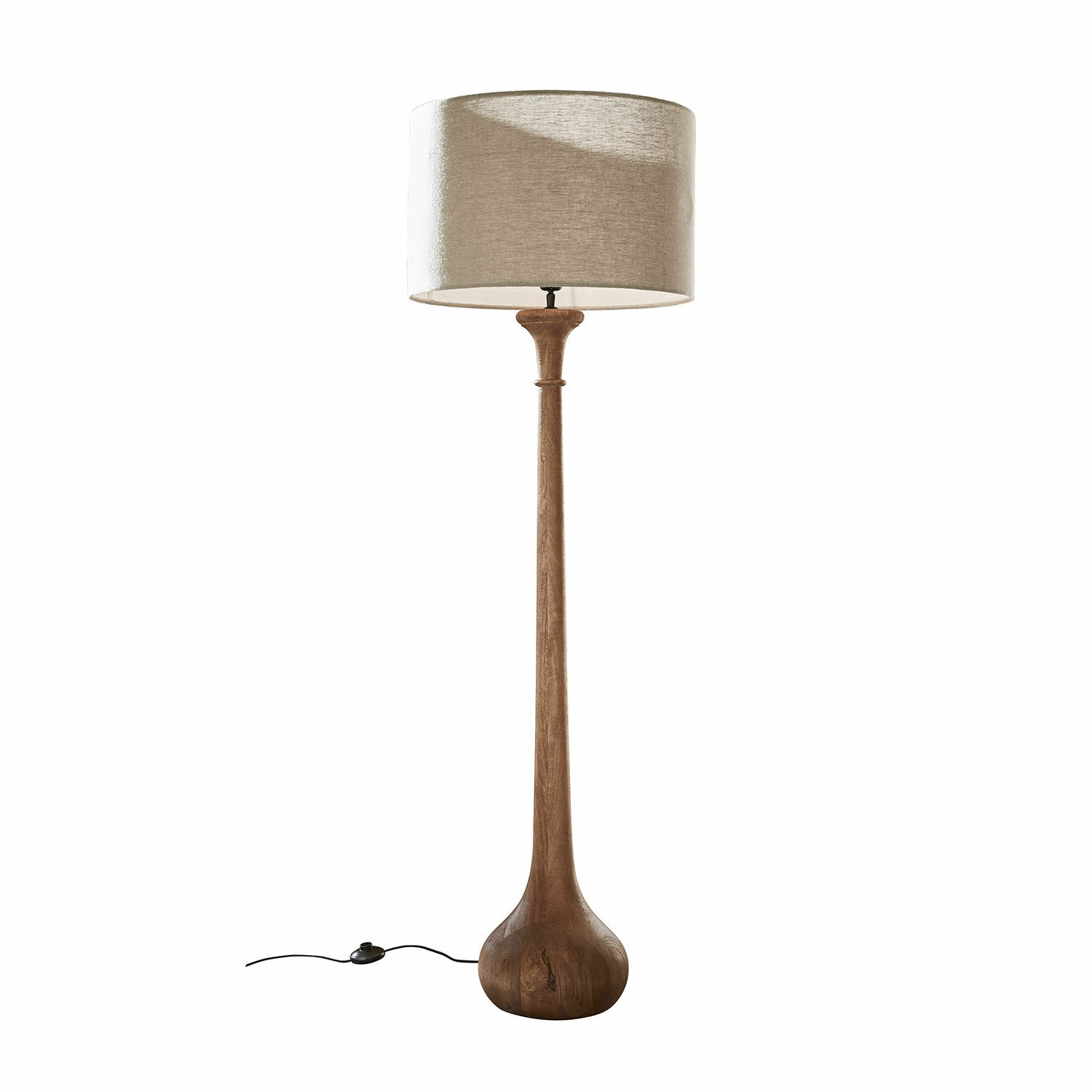 Stehlampe Andrées Stehlampe mit Holzfuß und beigem Stoffschirm, modernes Design für Wohnzimmer