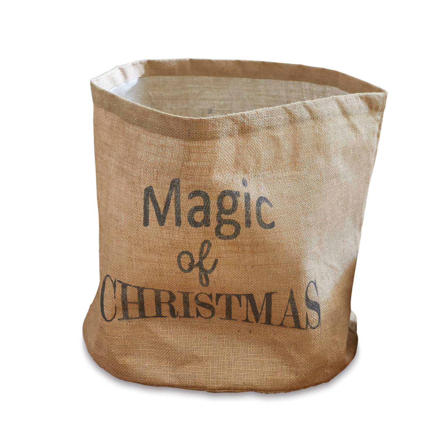 Stoffkorb Magic Beige Jutesack mit Aufdruck Magic of Christmas für weihnachtliche Dekoration