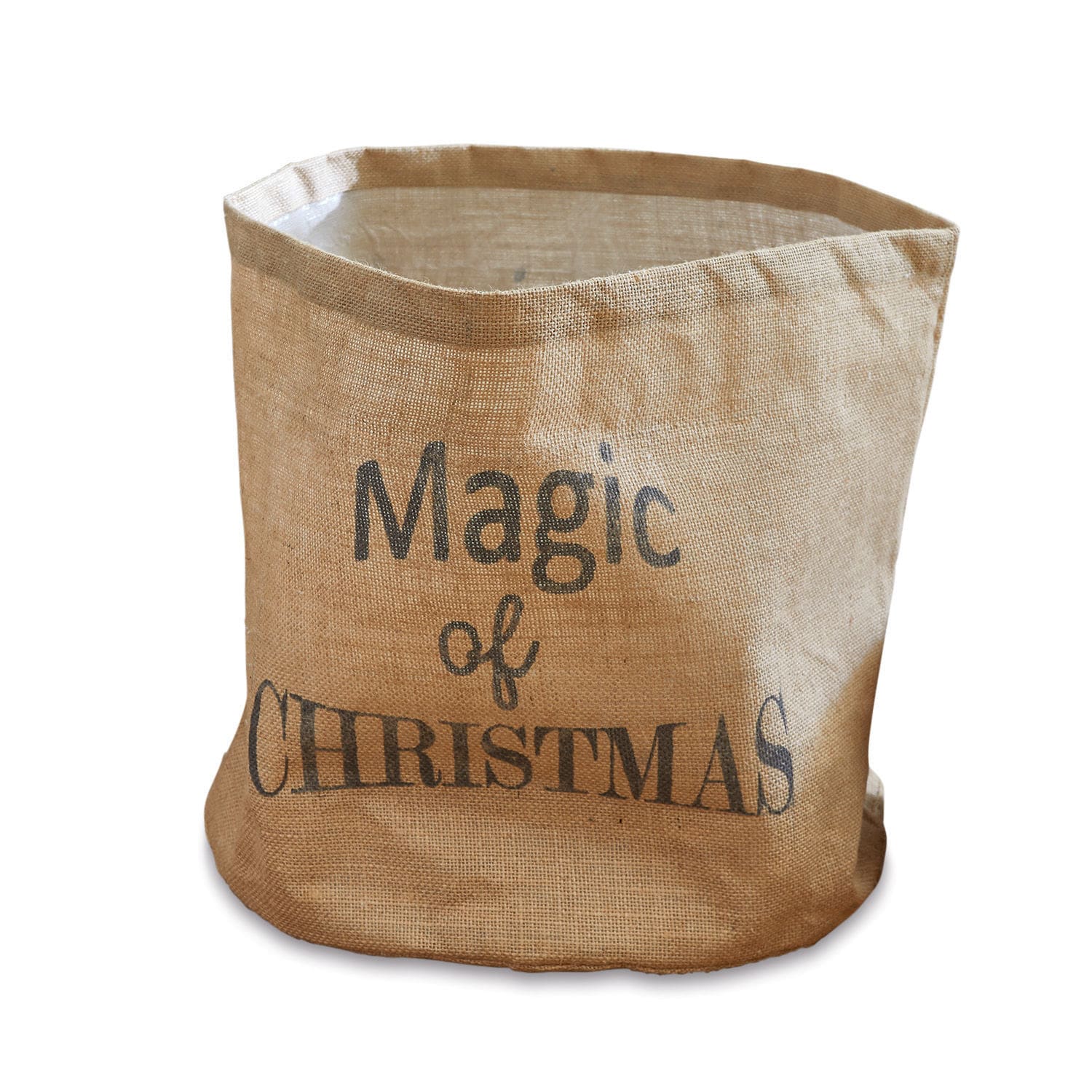 Stoffkorb Magic Beige Jutesack mit Aufdruck Magic of Christmas für weihnachtliche Dekoration
