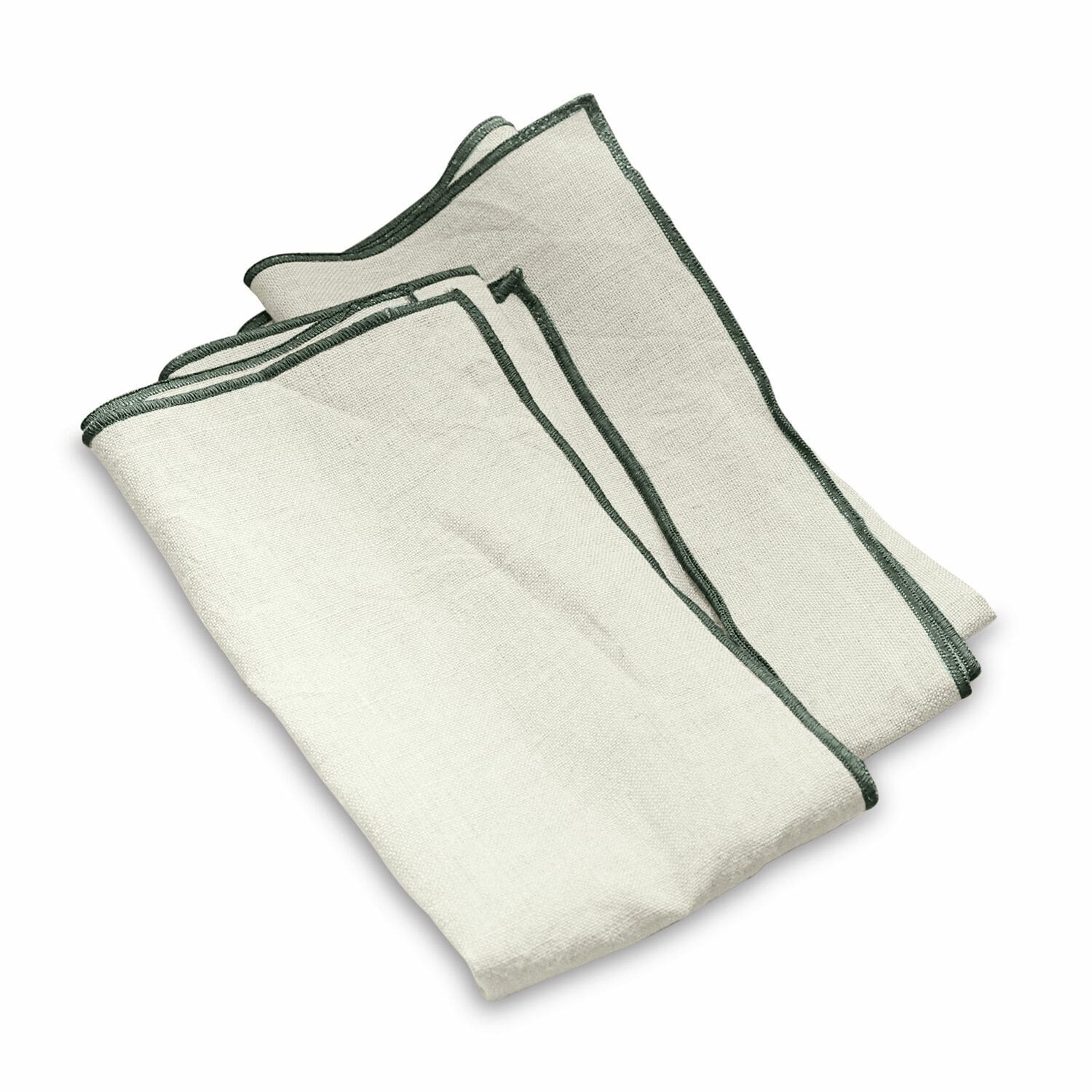 4er Set Tarabias Servietten aus Leinen in Beige und Grün für Tischdekoration
