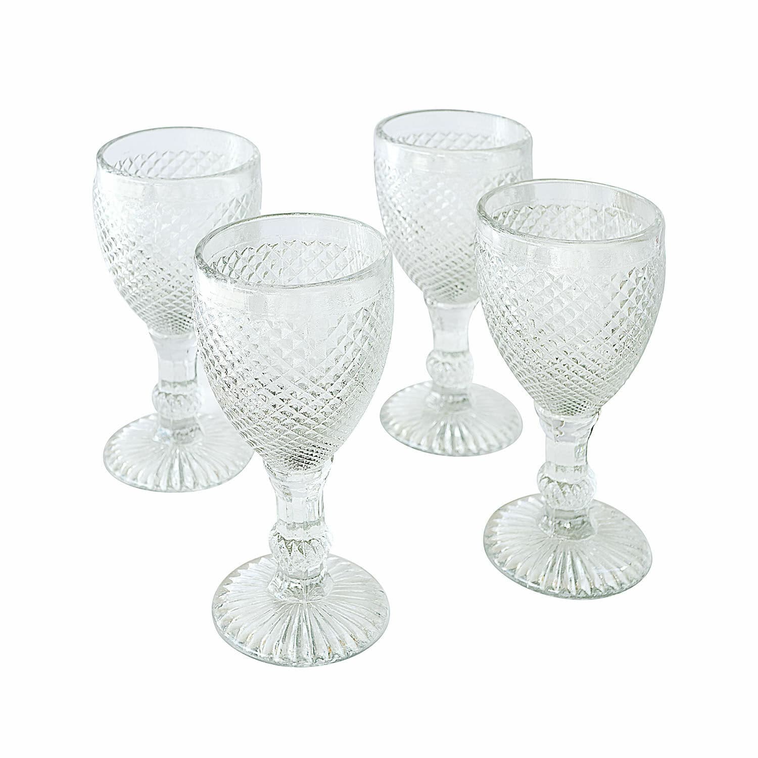 Glas 4er Set Santerre Set aus vier transparenten Gläsern aus Glas mit Reliefmuster für Getränke.