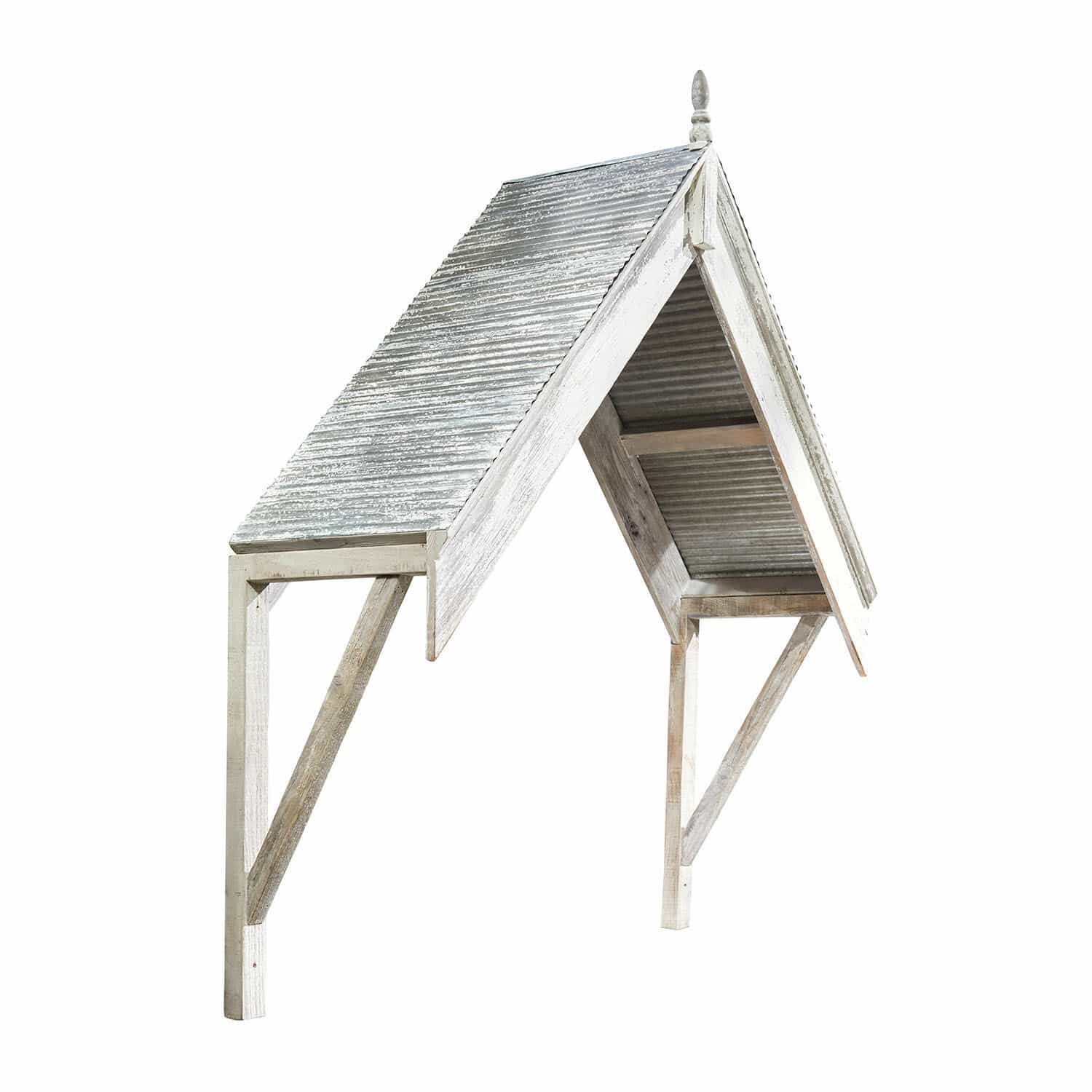 Vordach Xélanique Holzvordach mit weißem Metalldach, ideal für Garten oder Terrasse als Wetterschutz