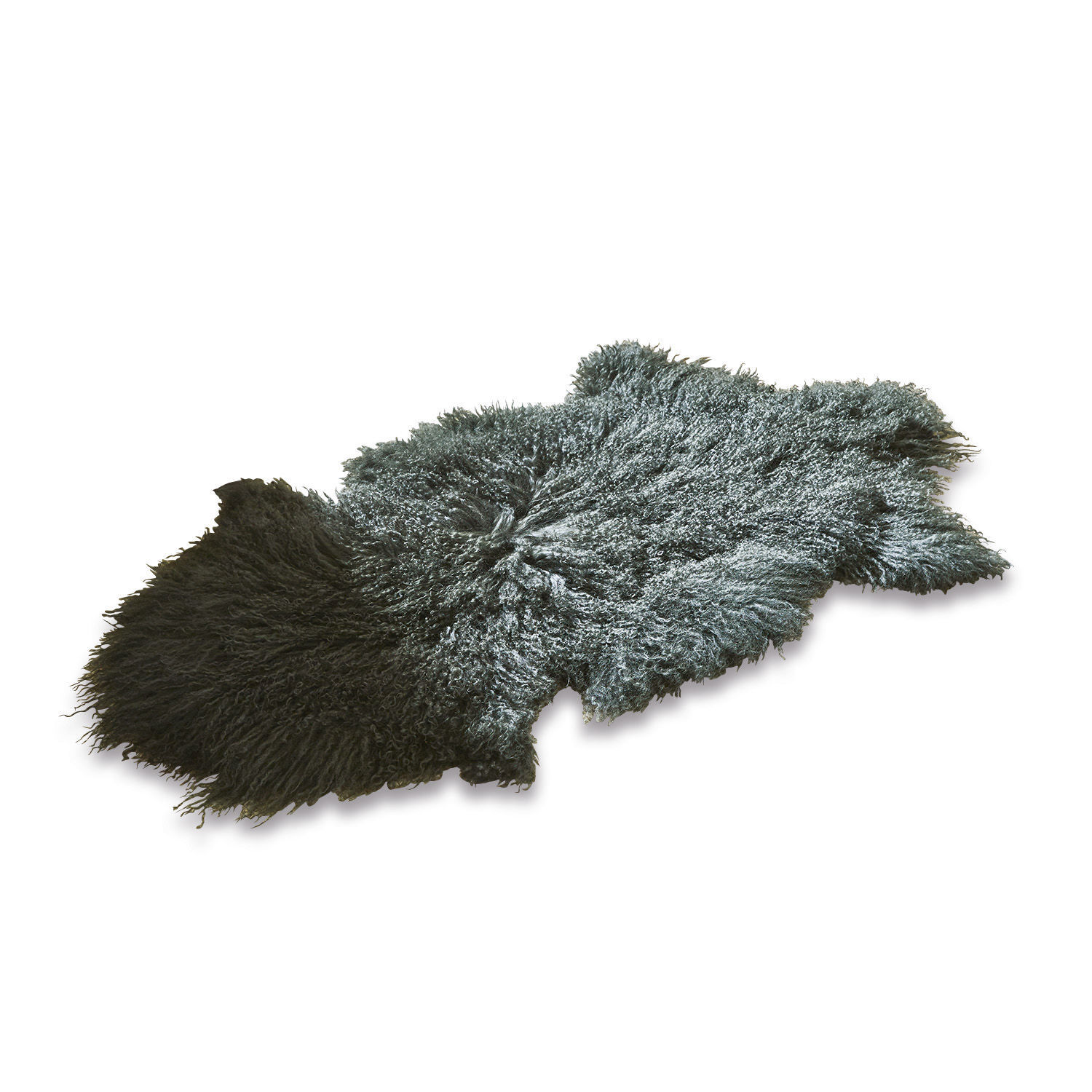 grün Weiches grünes Lammfell mit langem Flor, natürlicher Teppich für gemütliche Wohnräume