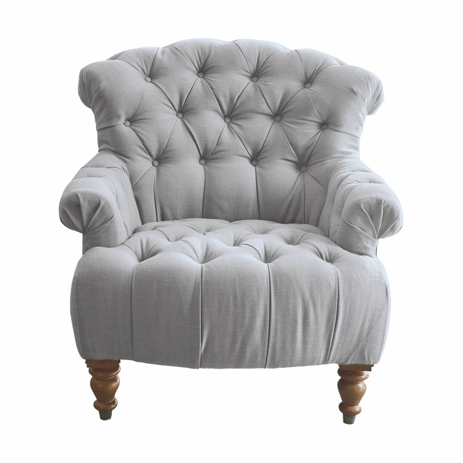 graublau Graublauer Springfield Sessel aus Stoff mit gesteppter Rückenlehne und Holzbeinen für Wohnzimmer