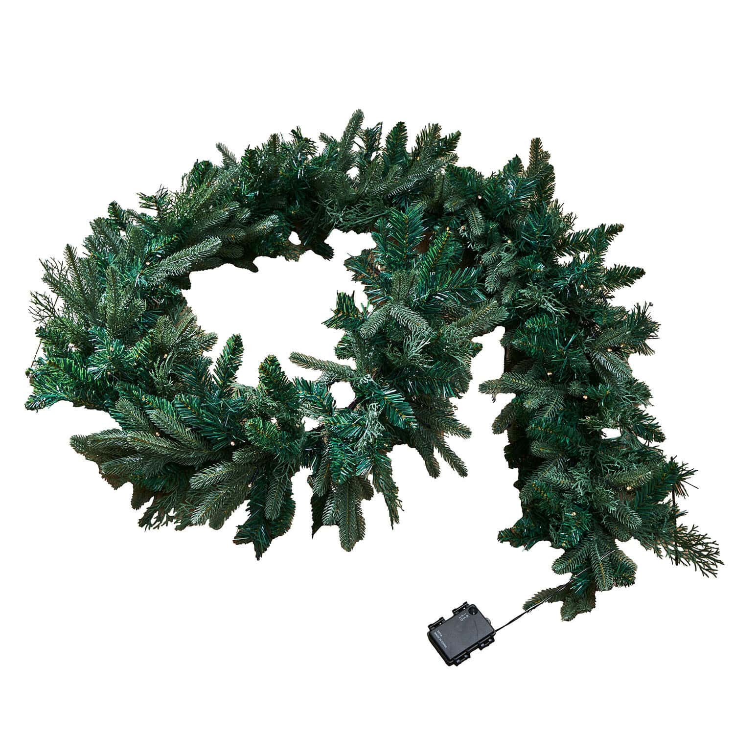 LED-Girlande Solvika Künstlicher grüner Weihnachtskranz aus Tannenzweigen mit batteriebetriebener LED-Beleuchtung